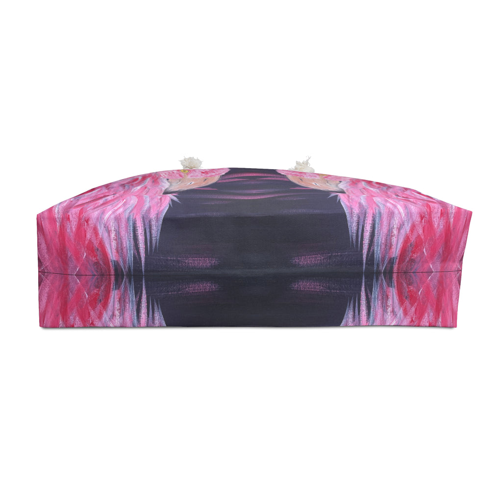 Feathered Grace Tote Bag with Hand Painted Designs