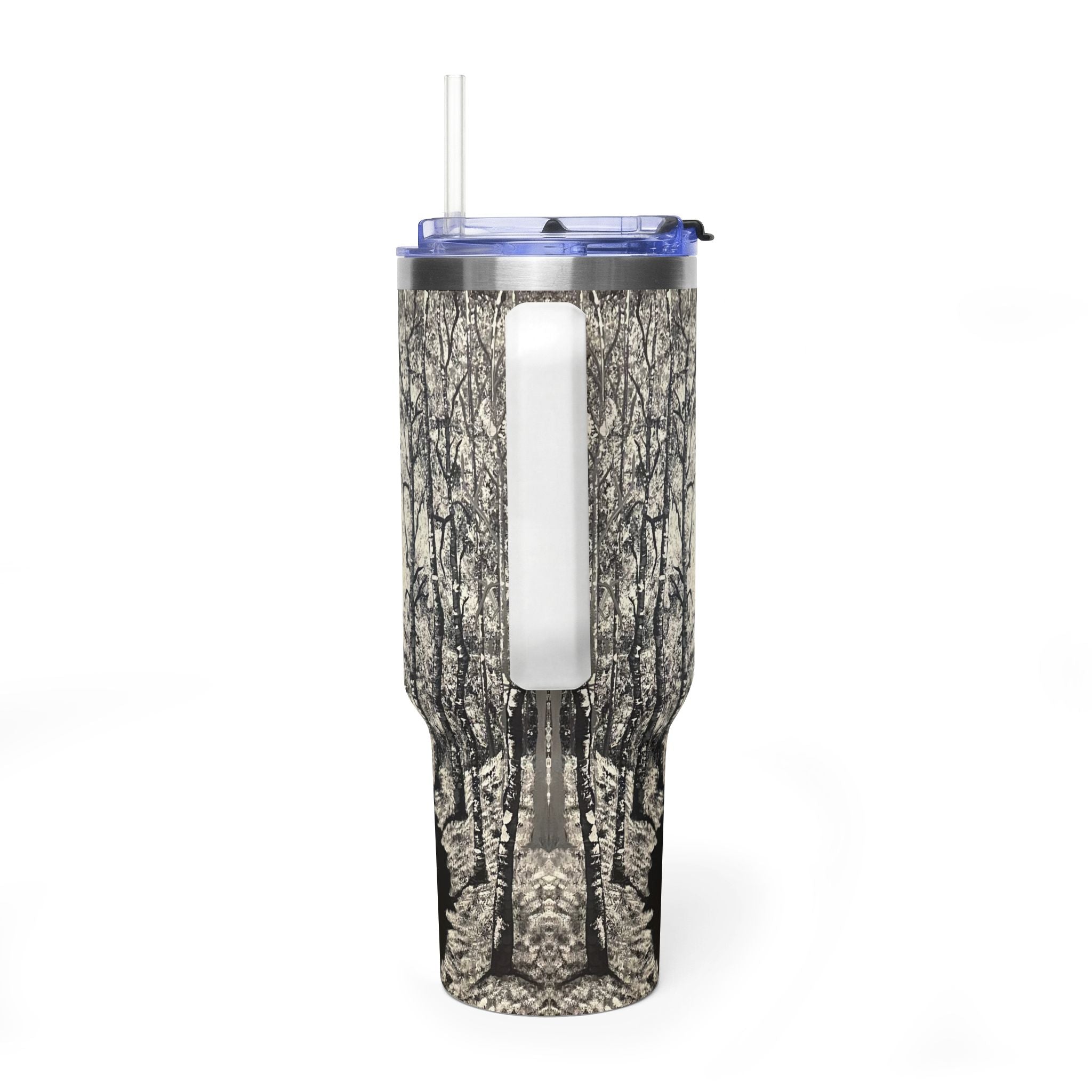 Silver Shadows 40oz  Vacuum Tumbler — Insulated Travel Mug with Straw