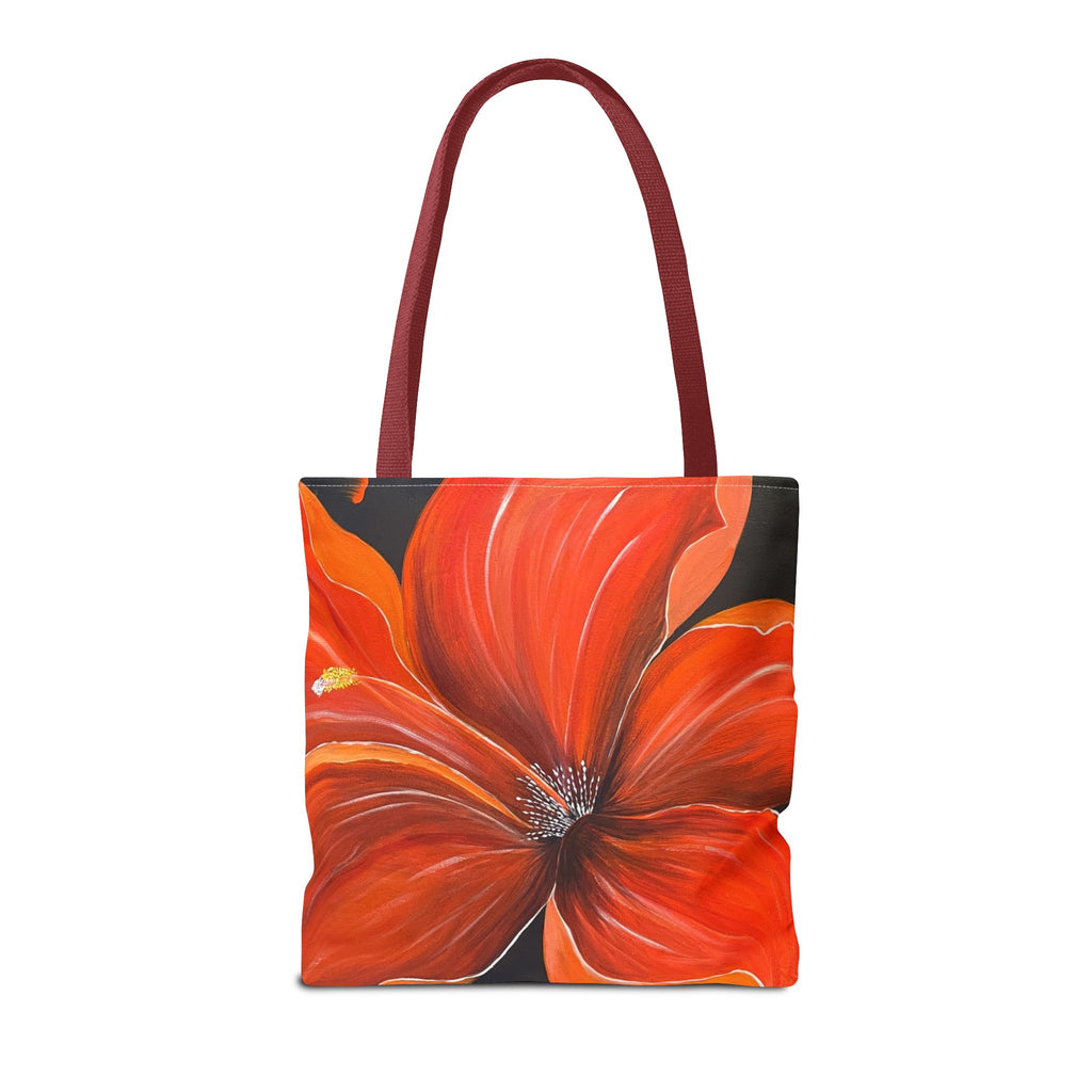 Scarlet Veil Hand Painted Tote Bag