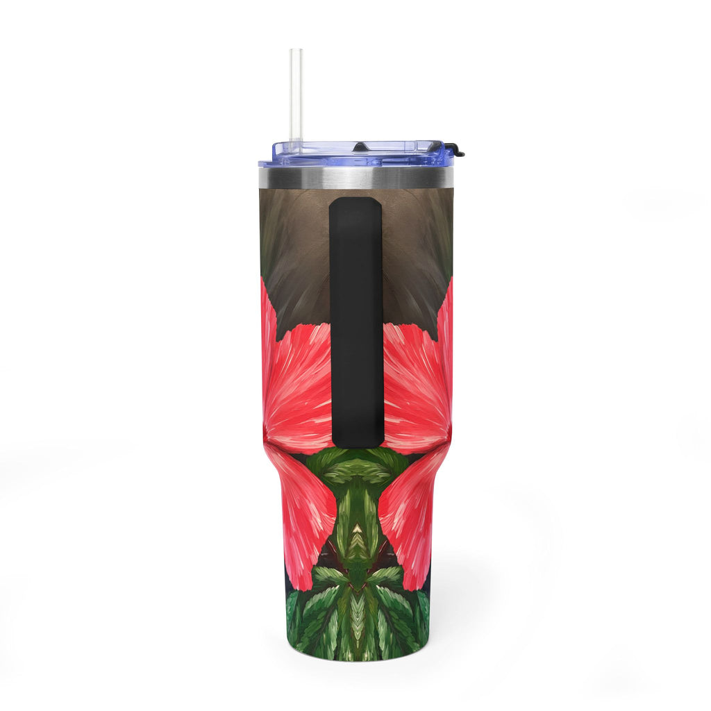 Hibiscus Hues 40oz  Vacuum Tumbler — Insulated Travel Mug with Straw