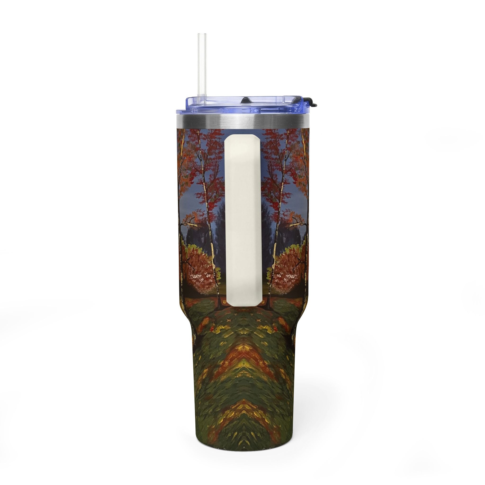 Whispering Birches 40oz  Vacuum Tumbler — Insulated Travel Mug with Straw
