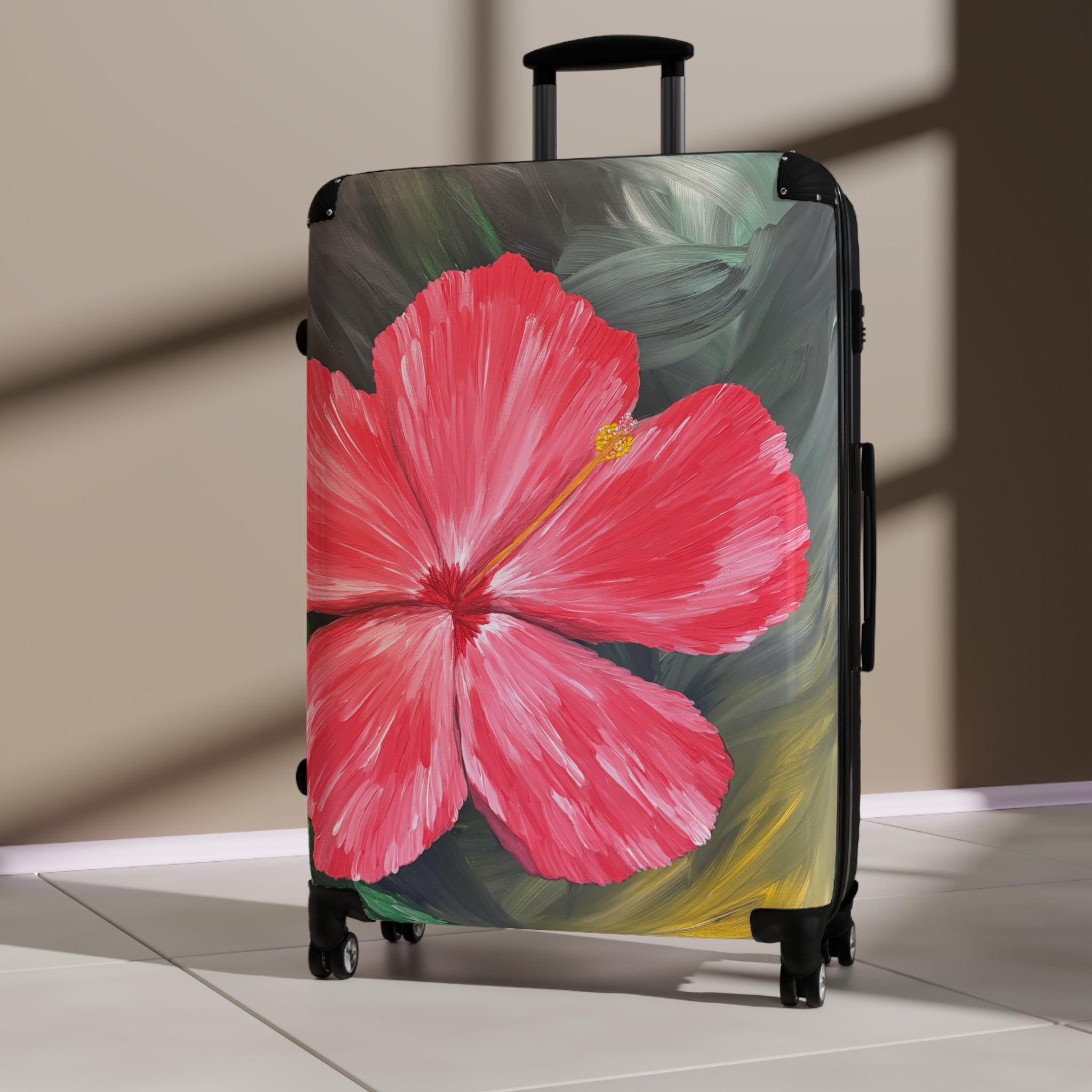 Hibiscus Hues Handprinted Colorful Suitcase