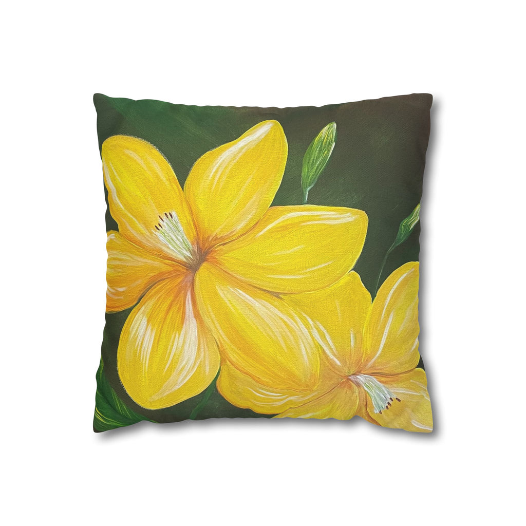 Golden Bloom Square Decorative Pillow Sham