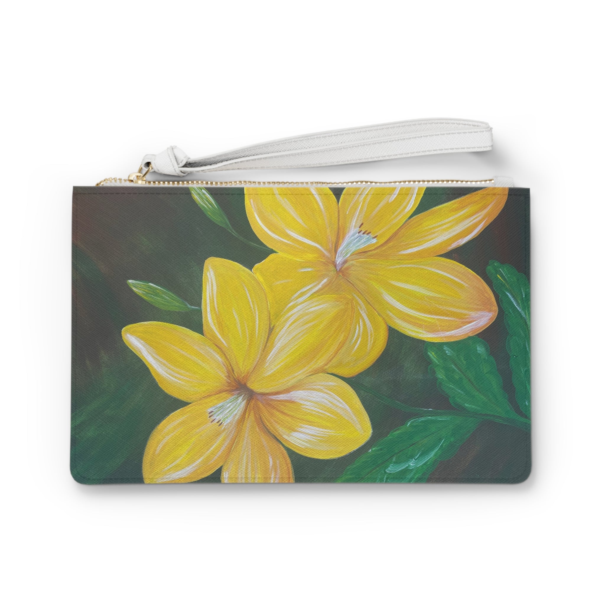 Golden Bloom Clutch Bag Hand Painted Custom Makeup Bags