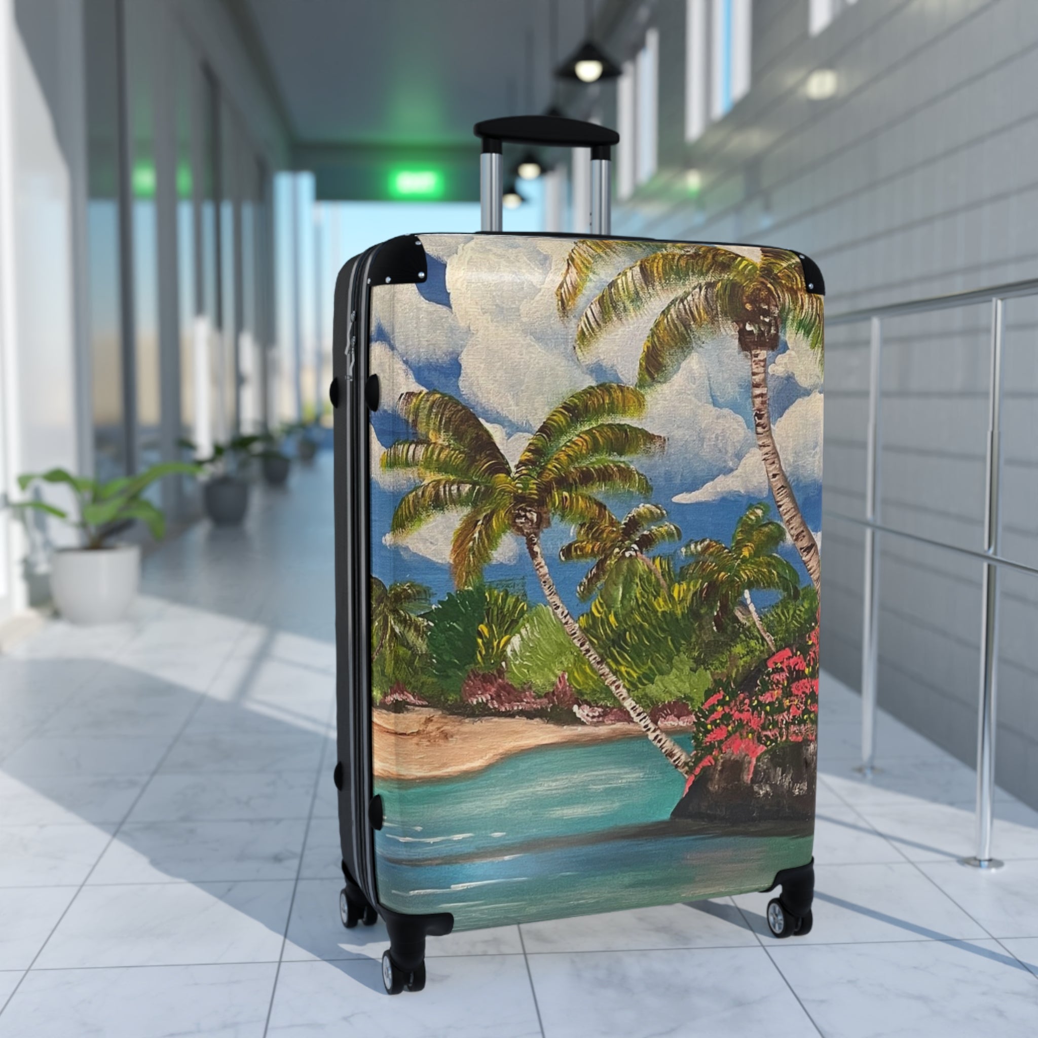 Blooming Paradise Handprinted Colorful Suitcase