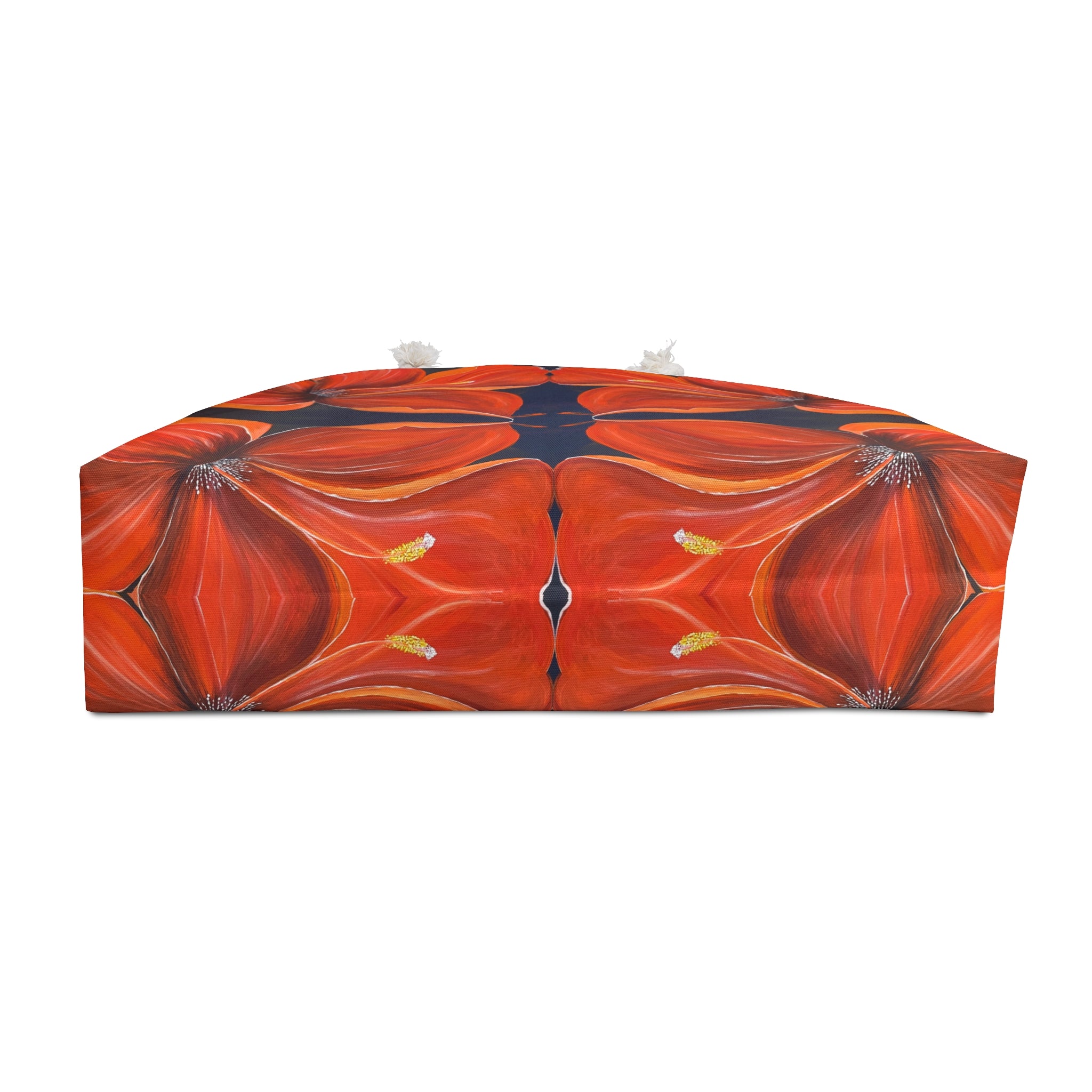 Scarlet Veil Tote Bag with Hand Painted Designs