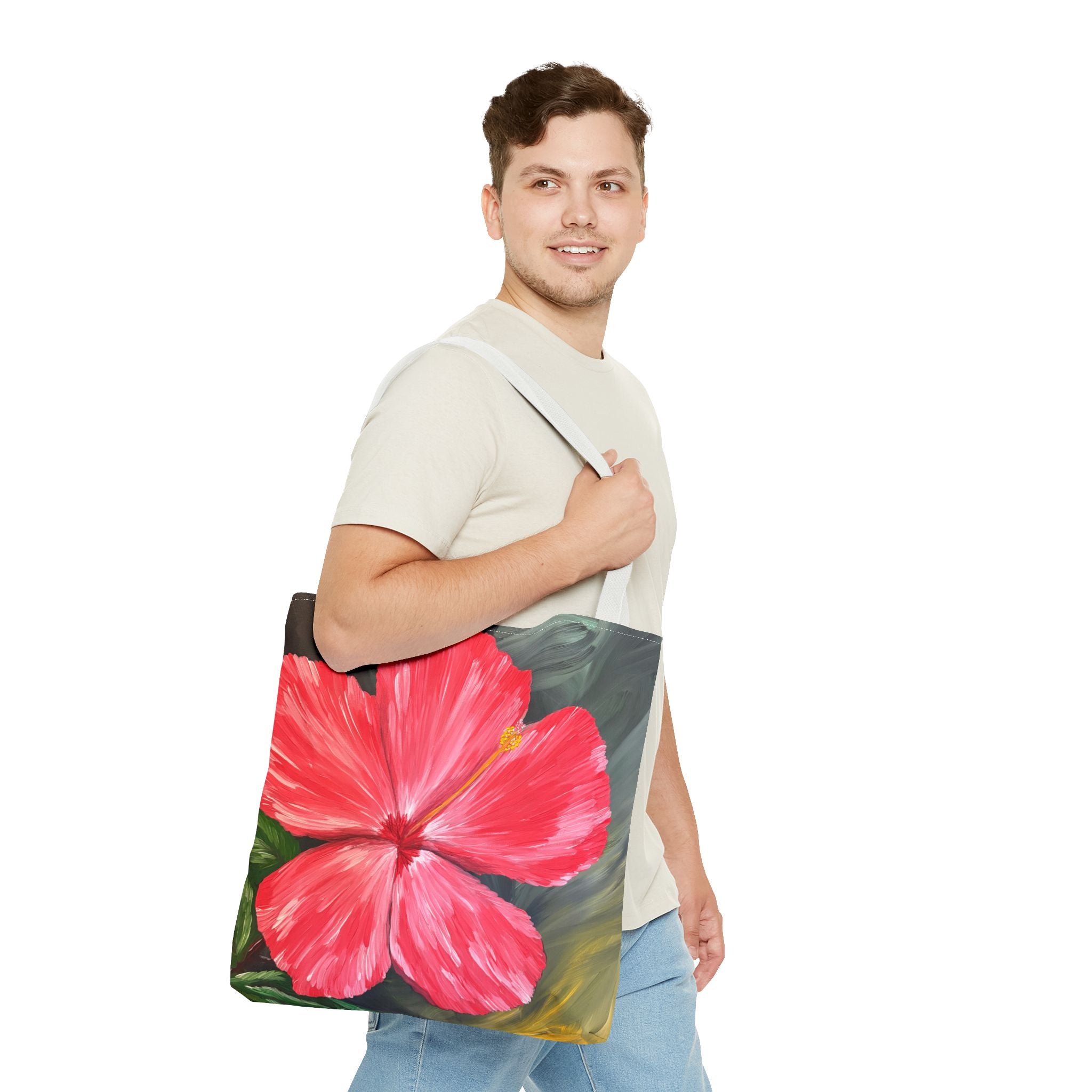 Hibiscus Hues Hand Painted Tote Bag