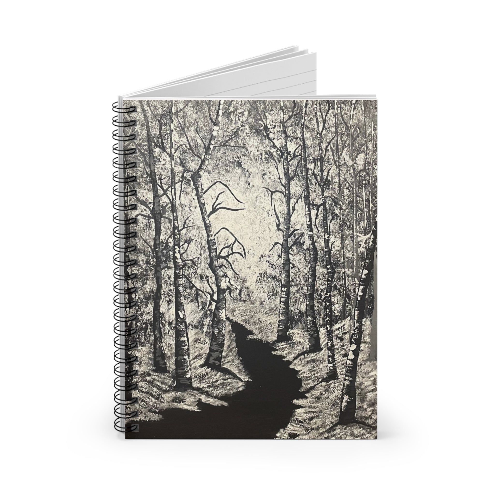 Silver Shadows Hand-Painted Spiral Notebook