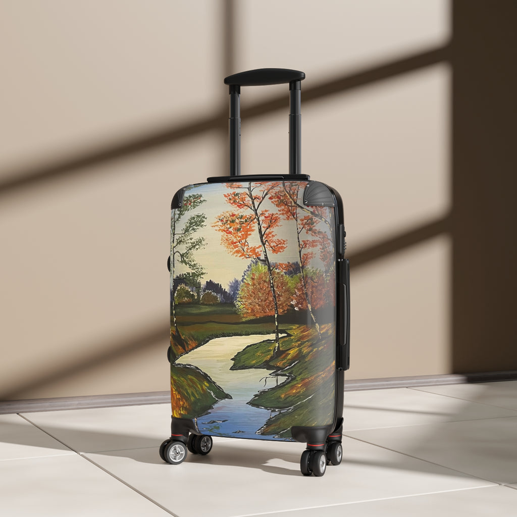 Whispering Birches Handprinted Colorful Suitcase