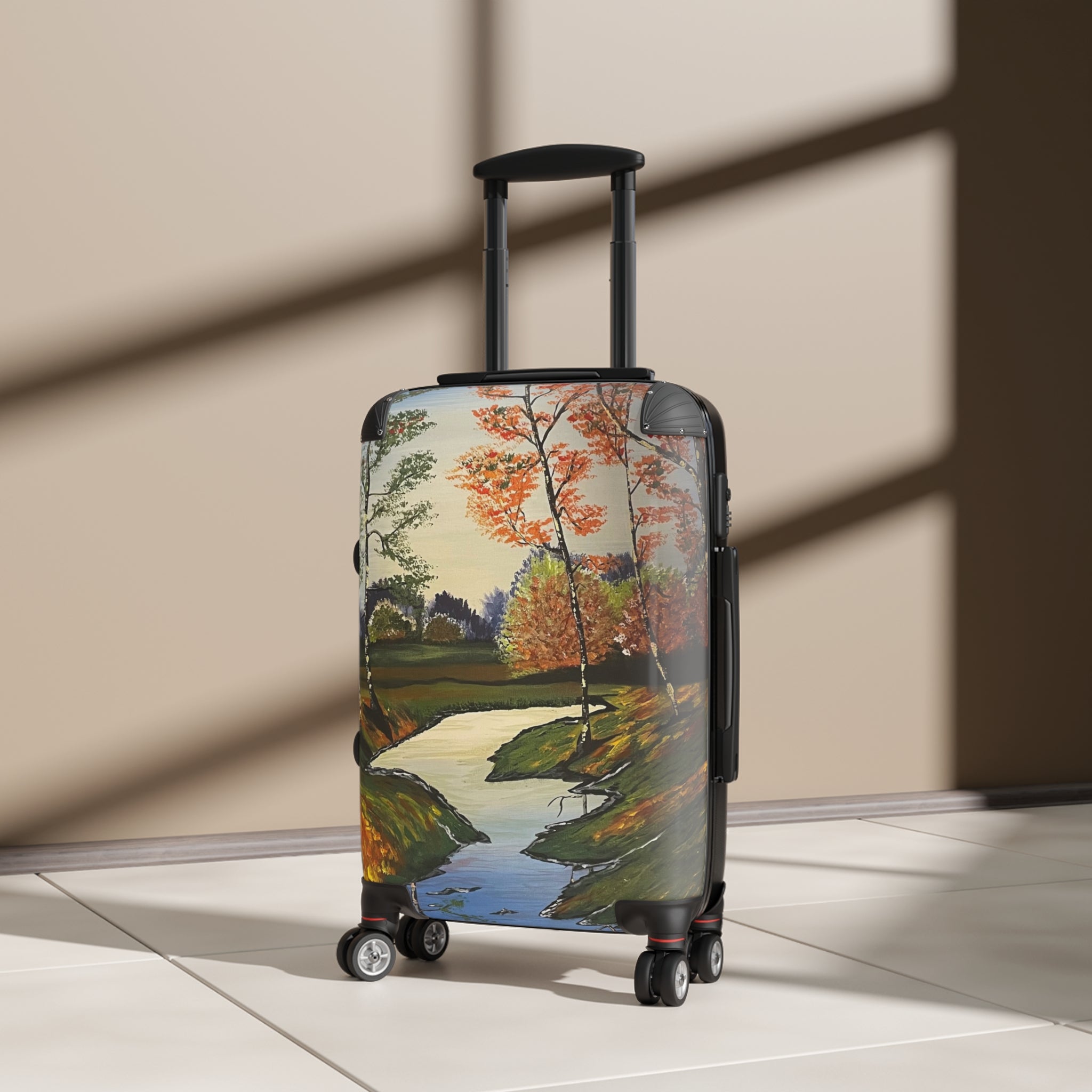 Whispering Birches Handprinted Colorful Suitcase