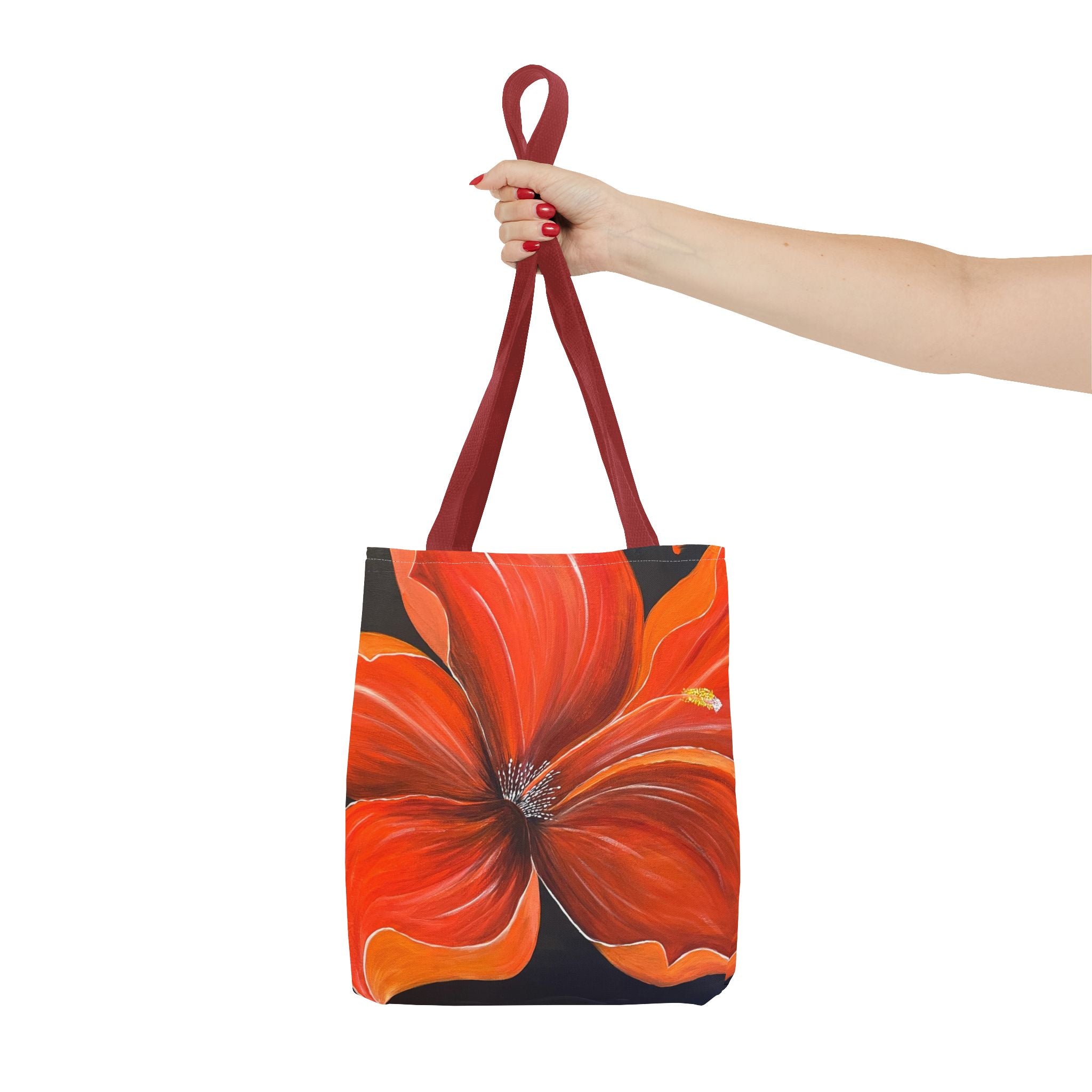 Scarlet Veil Hand Painted Tote Bag