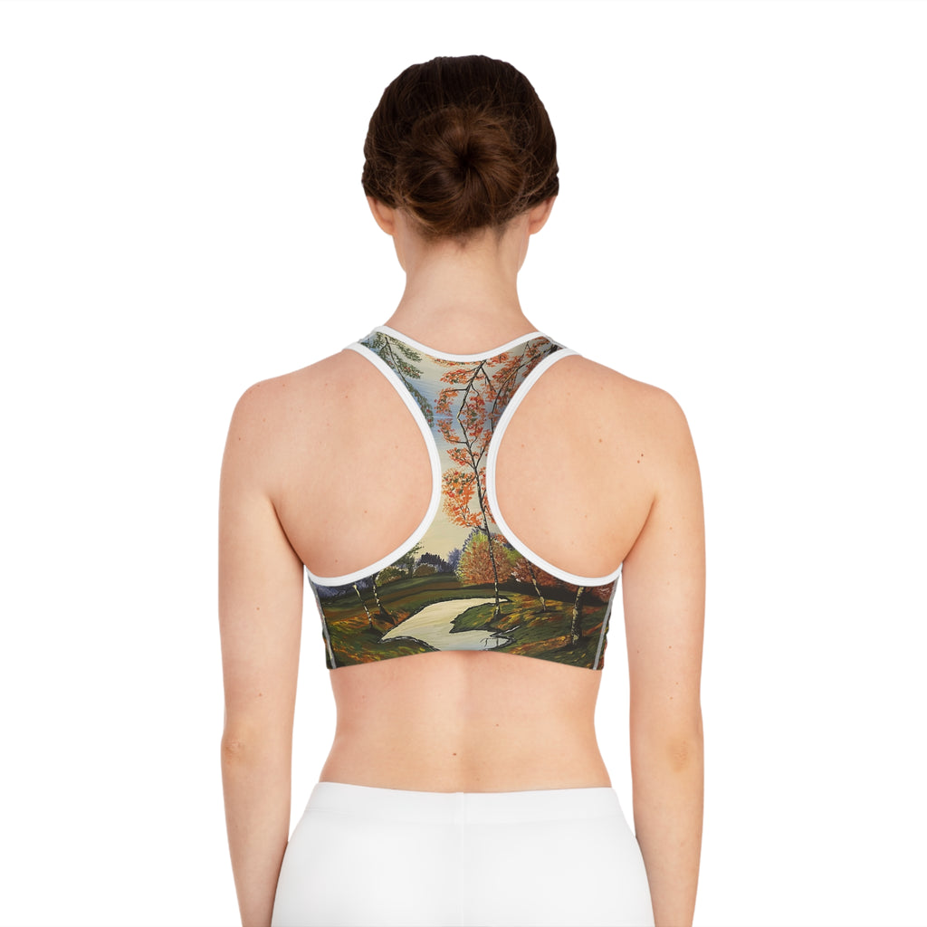 Whispering Birches Sports Bra, Activewear for Yoga, Workout Gear, Gift for Fitness Lovers, Exercise Top, Beachwear