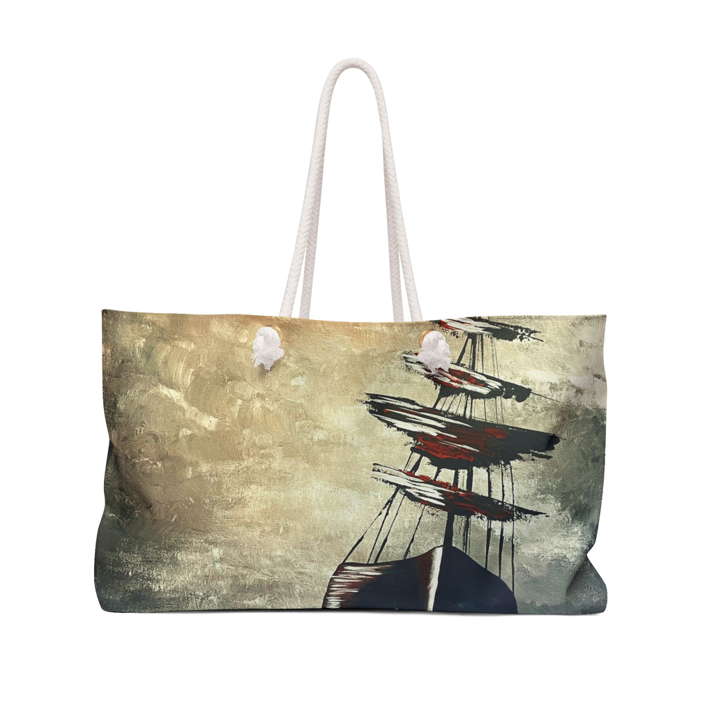 Rustic Tide Tote Bag with Hand Painted Designs