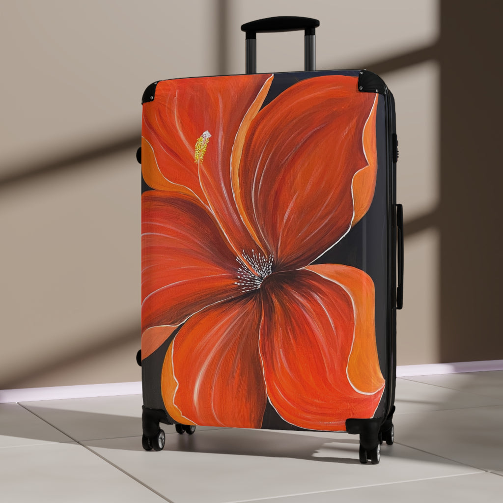 Scarlet Veil Handprinted Colorful Suitcase
