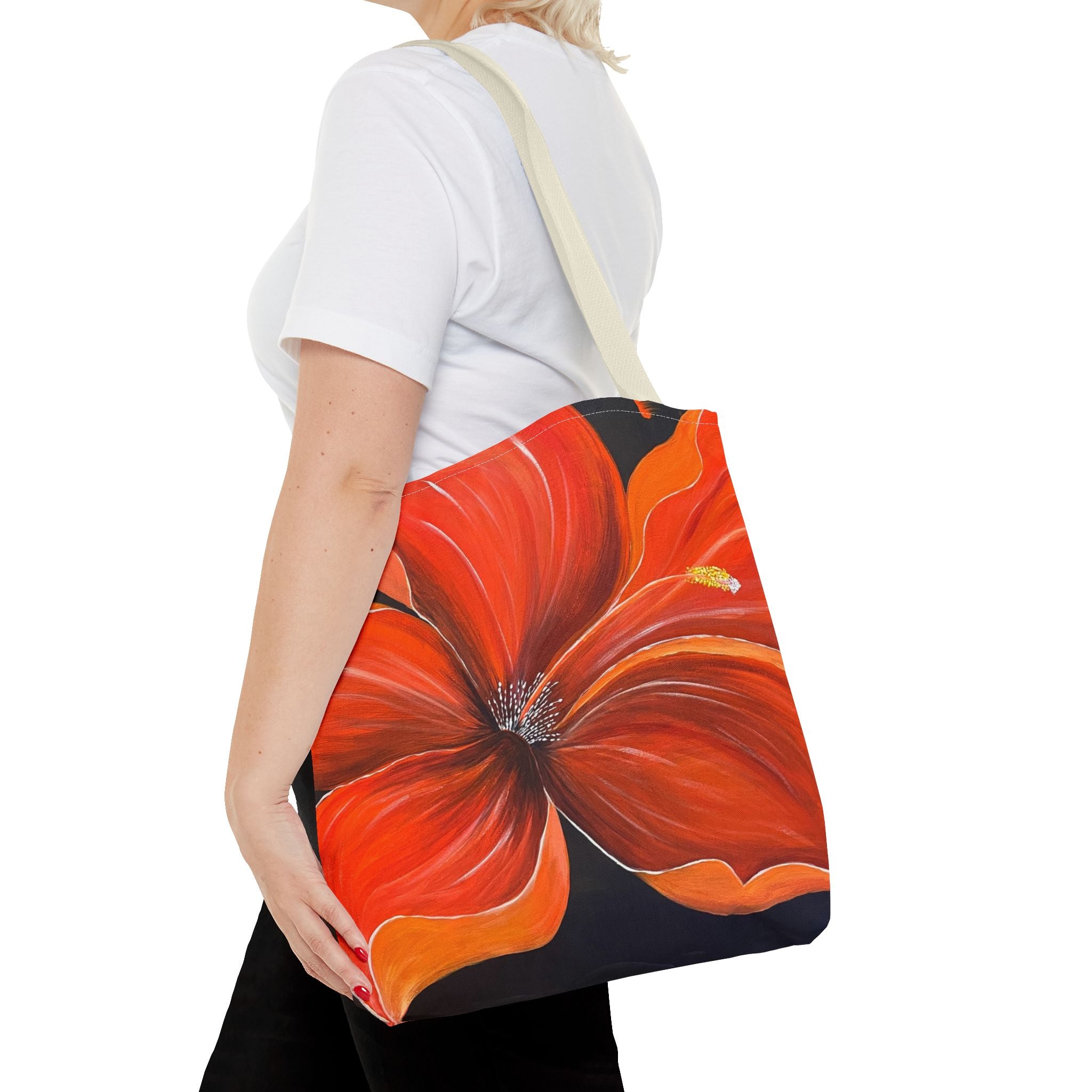 Scarlet Veil Hand Painted Tote Bag