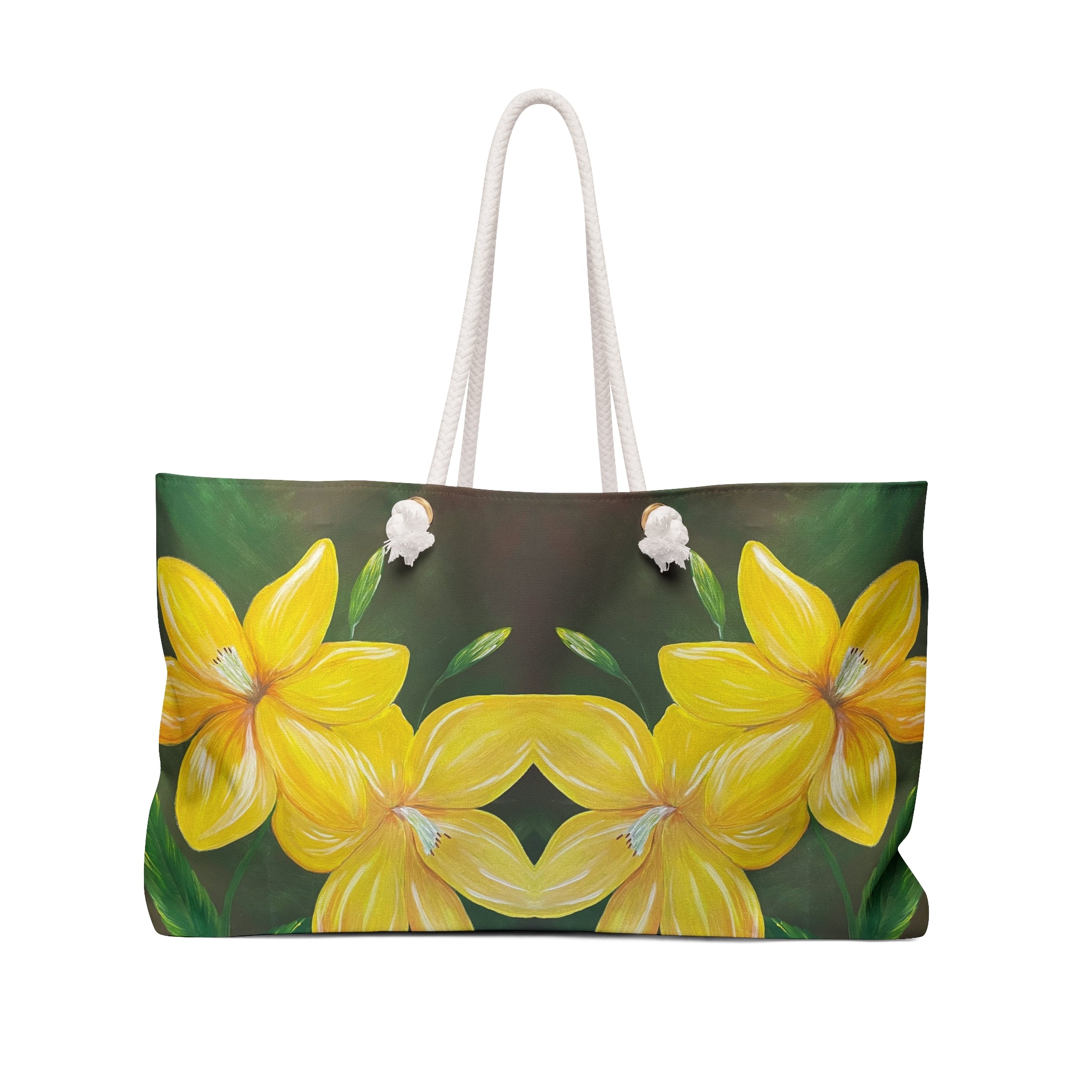 Golden Bloom Tote Bag with Hand Painted Designs