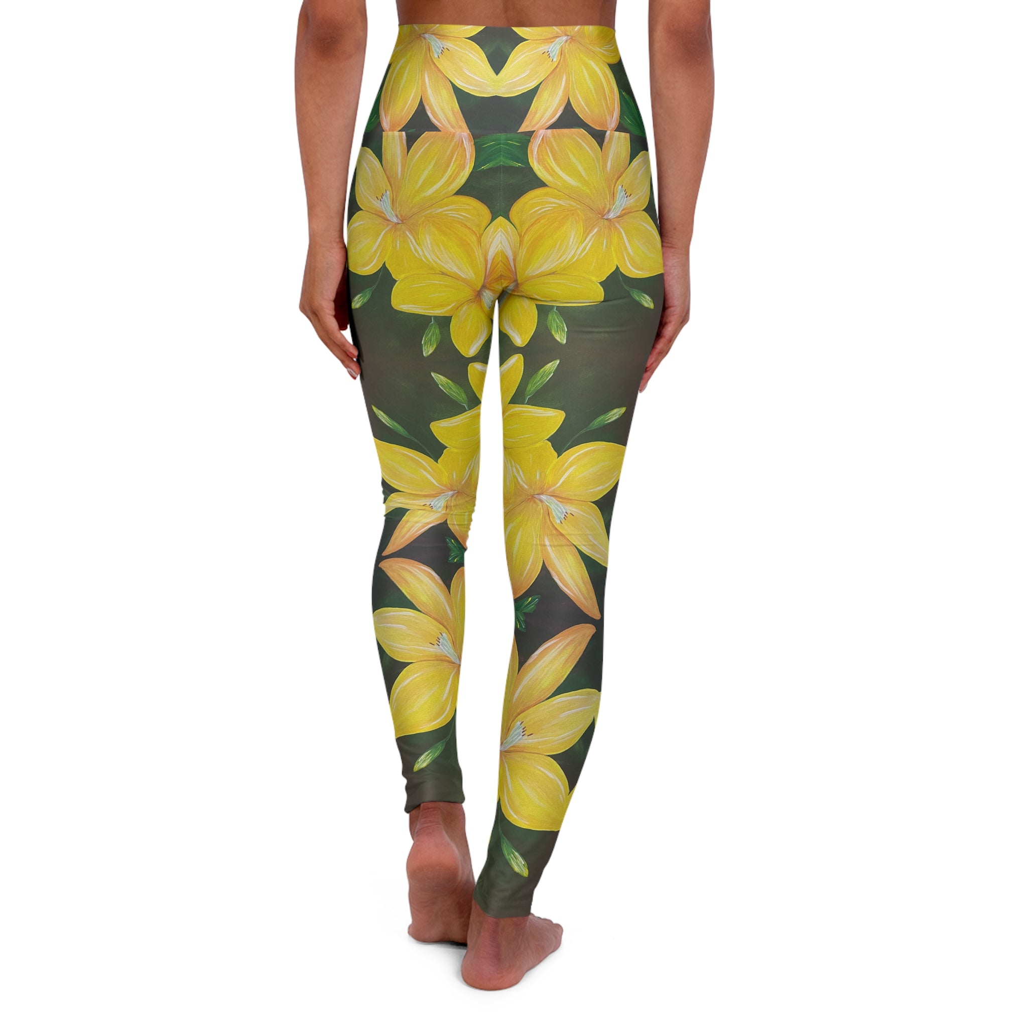 Golden Bloom Yoga Leggings - Comfort Fit, Fitness Apparel, Workout Gear, Athleisure, Gift for Yoga Lovers