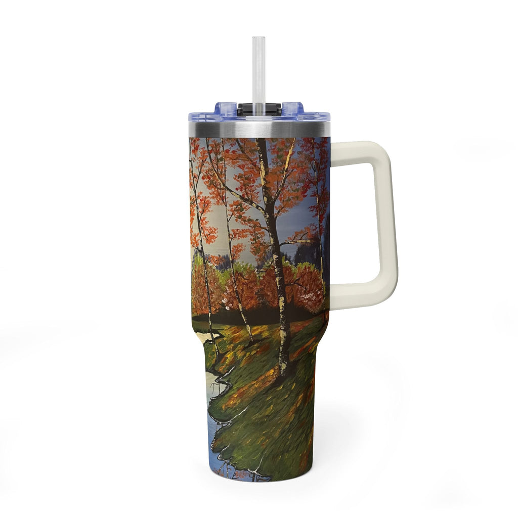 Whispering Birches 40oz  Vacuum Tumbler — Insulated Travel Mug with Straw