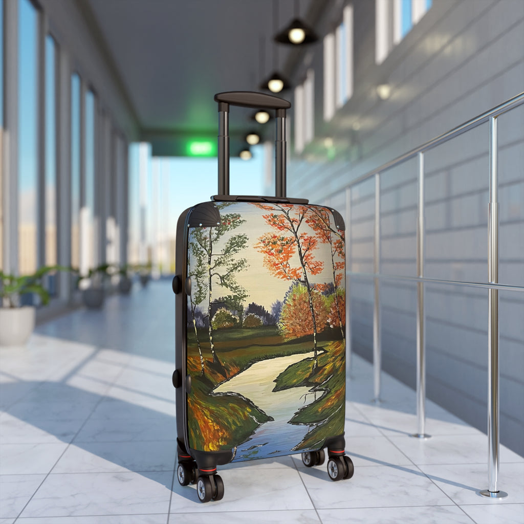 Whispering Birches Handprinted Colorful Suitcase