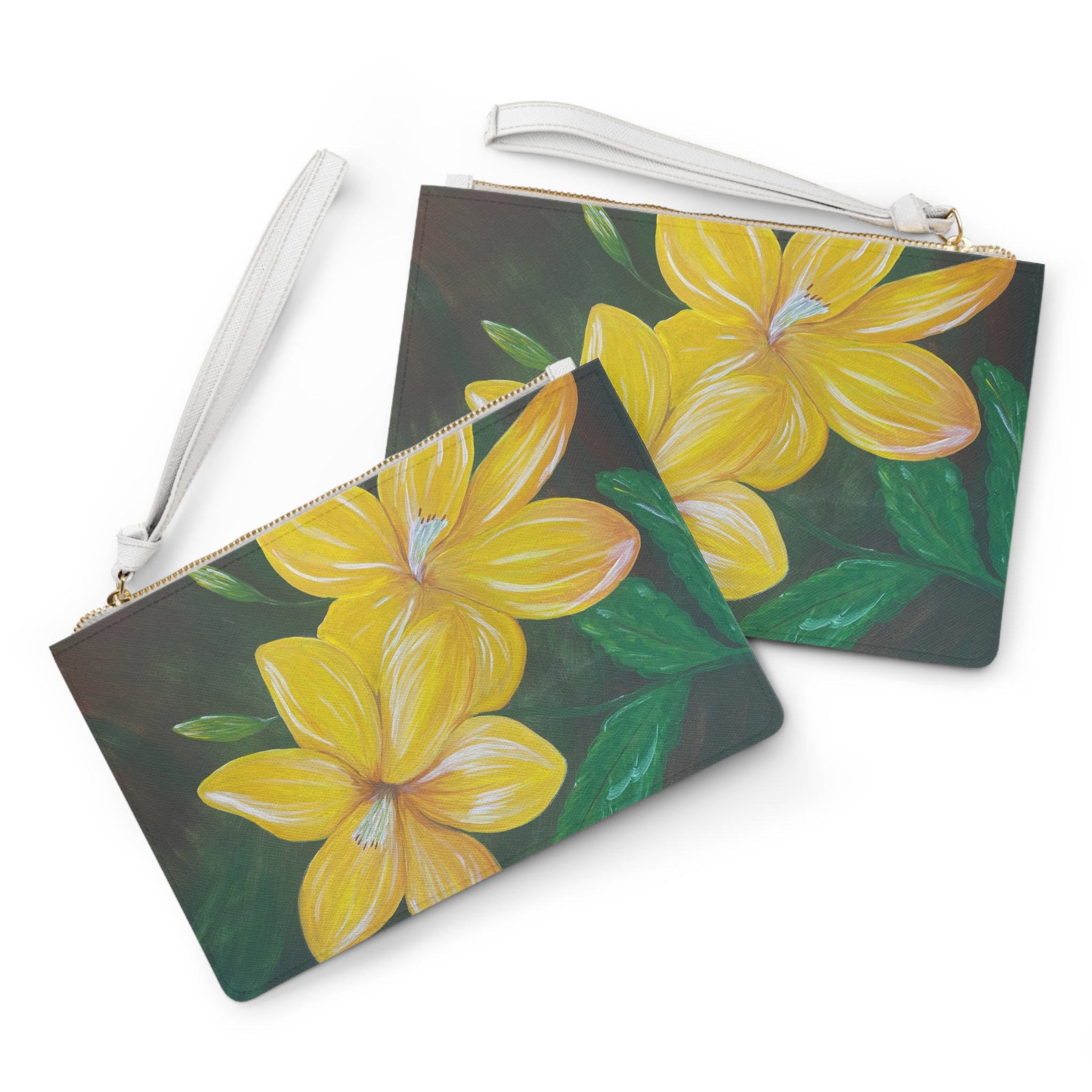 Golden Bloom Clutch Bag Hand Painted Custom Makeup Bags