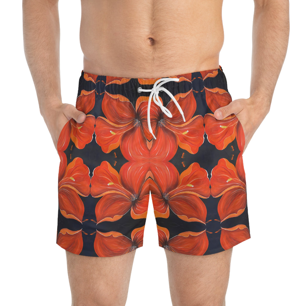 Scarlet Veil Swim Trunks