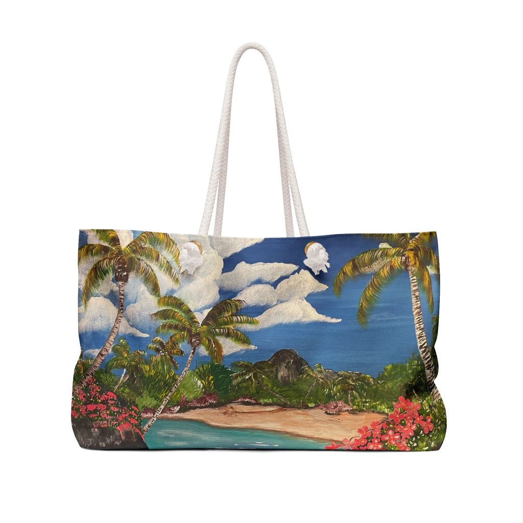 Blooming Paradise Tote Bag with Hand Painted Designs