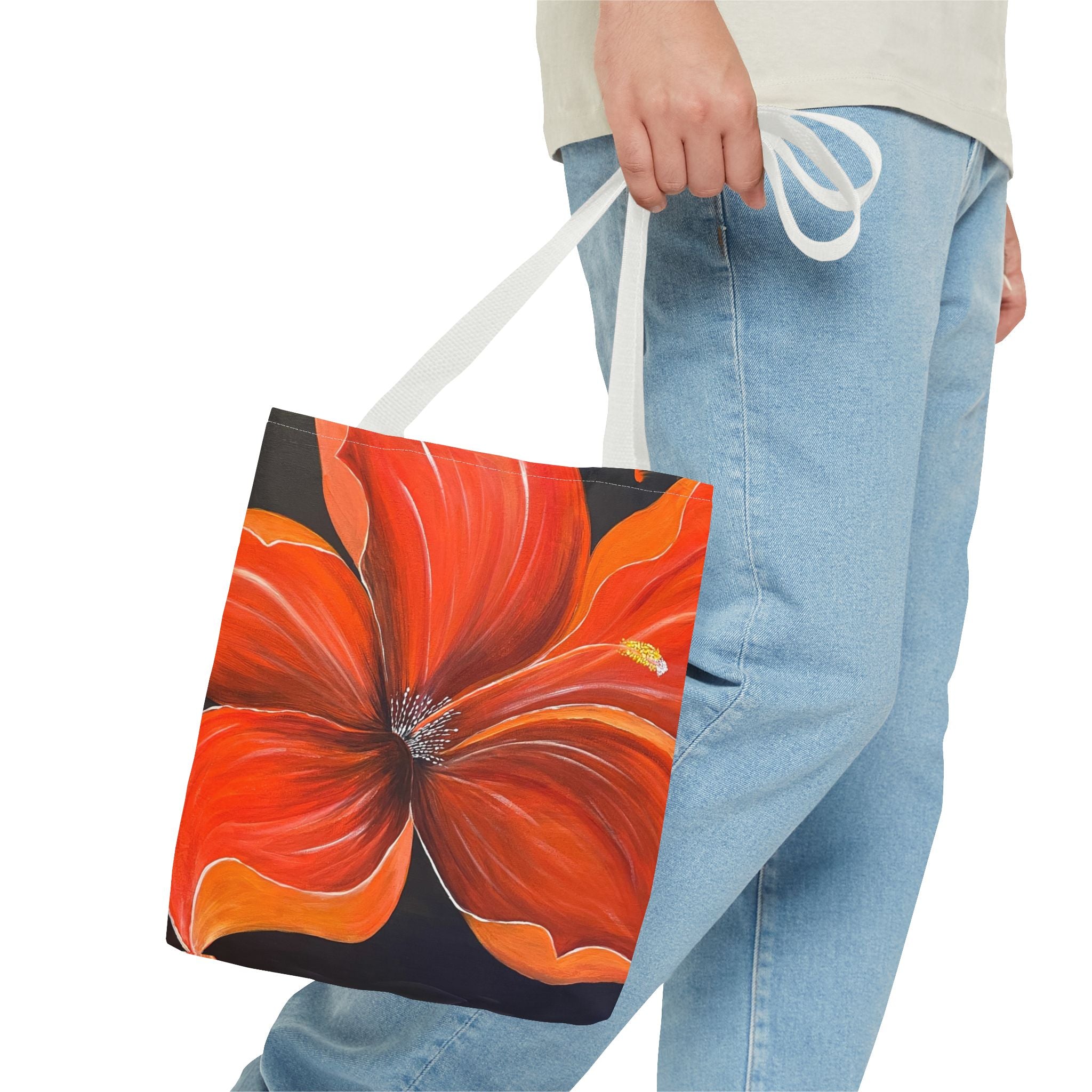 Scarlet Veil Hand Painted Tote Bag