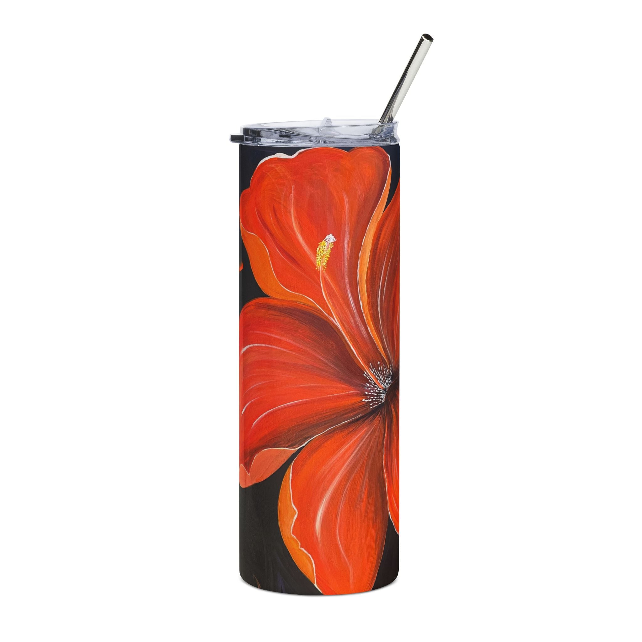Scarlet Veil 20oz Stainless Steel Tumbler - Vibrant Yellow Flower Design