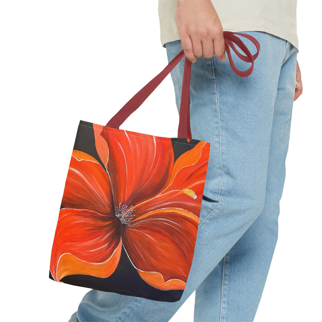 Scarlet Veil Hand Painted Tote Bag