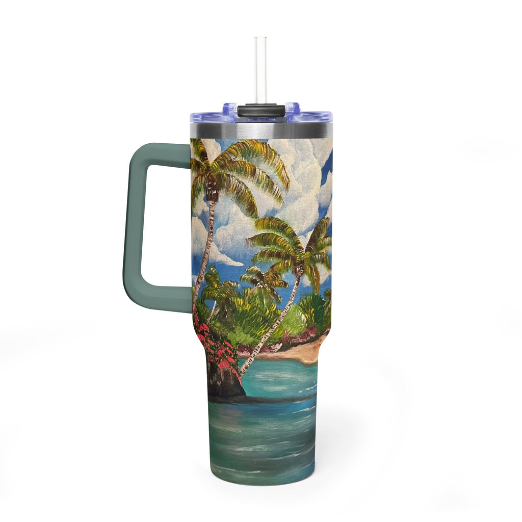 Blooming Paradise 40oz  Vacuum Tumbler — Insulated Travel Mug with Straw