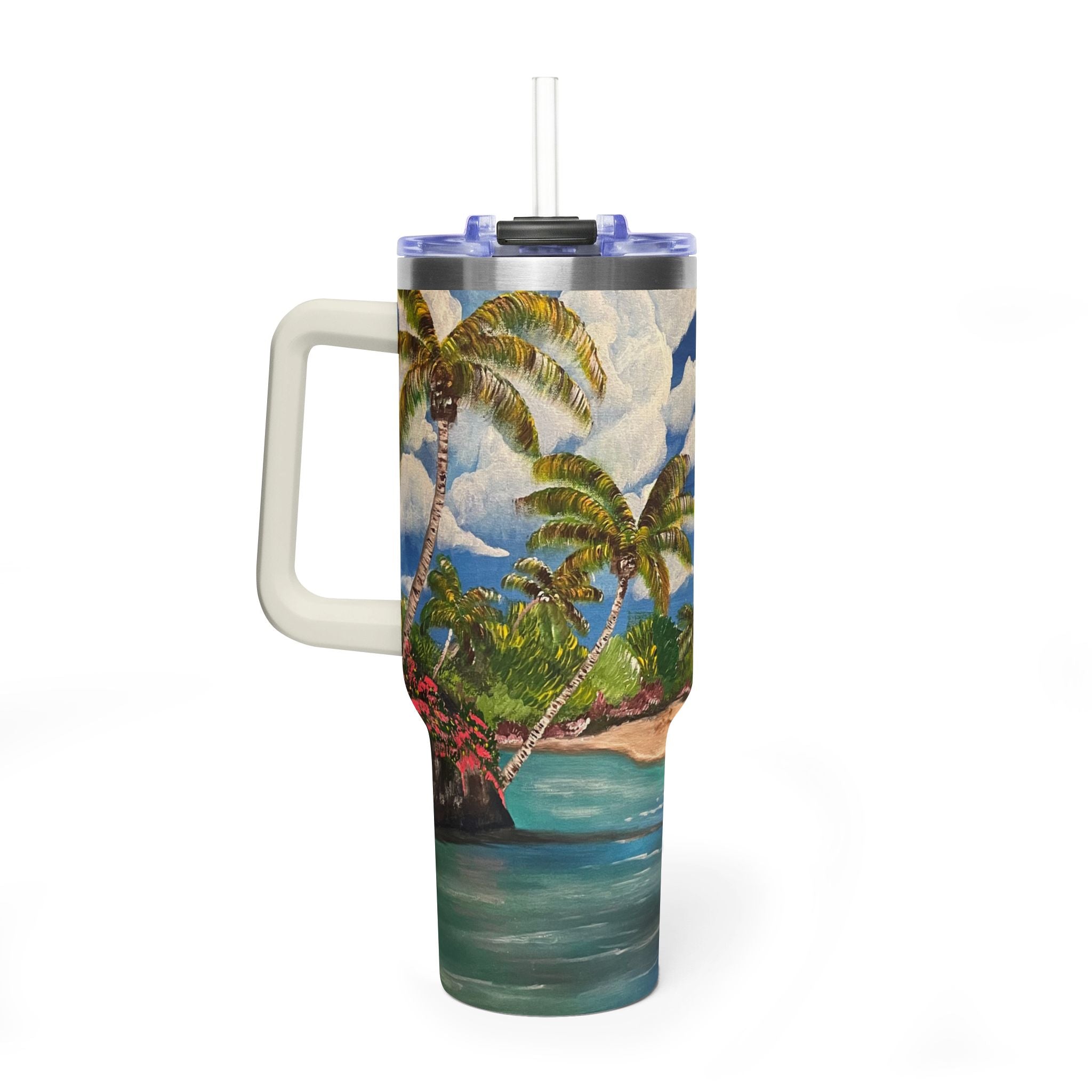 Blooming Paradise 40oz  Vacuum Tumbler — Insulated Travel Mug with Straw