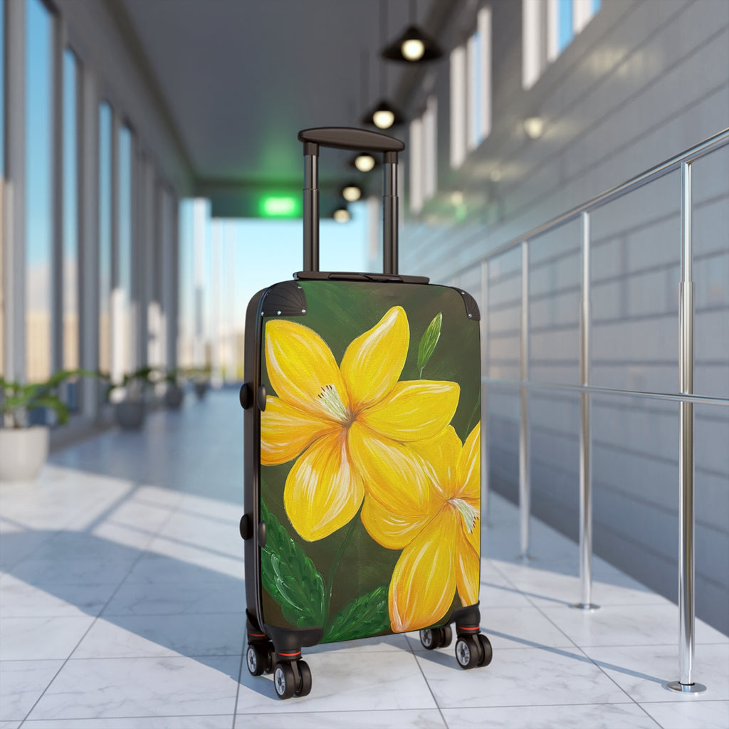 Golden Bloom Handprinted Colorful Suitcase