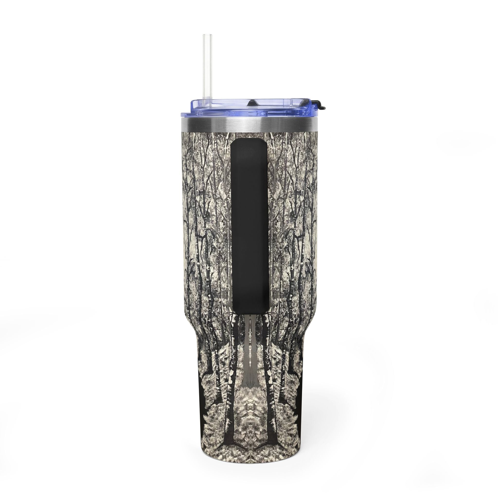 Silver Shadows 40oz  Vacuum Tumbler — Insulated Travel Mug with Straw