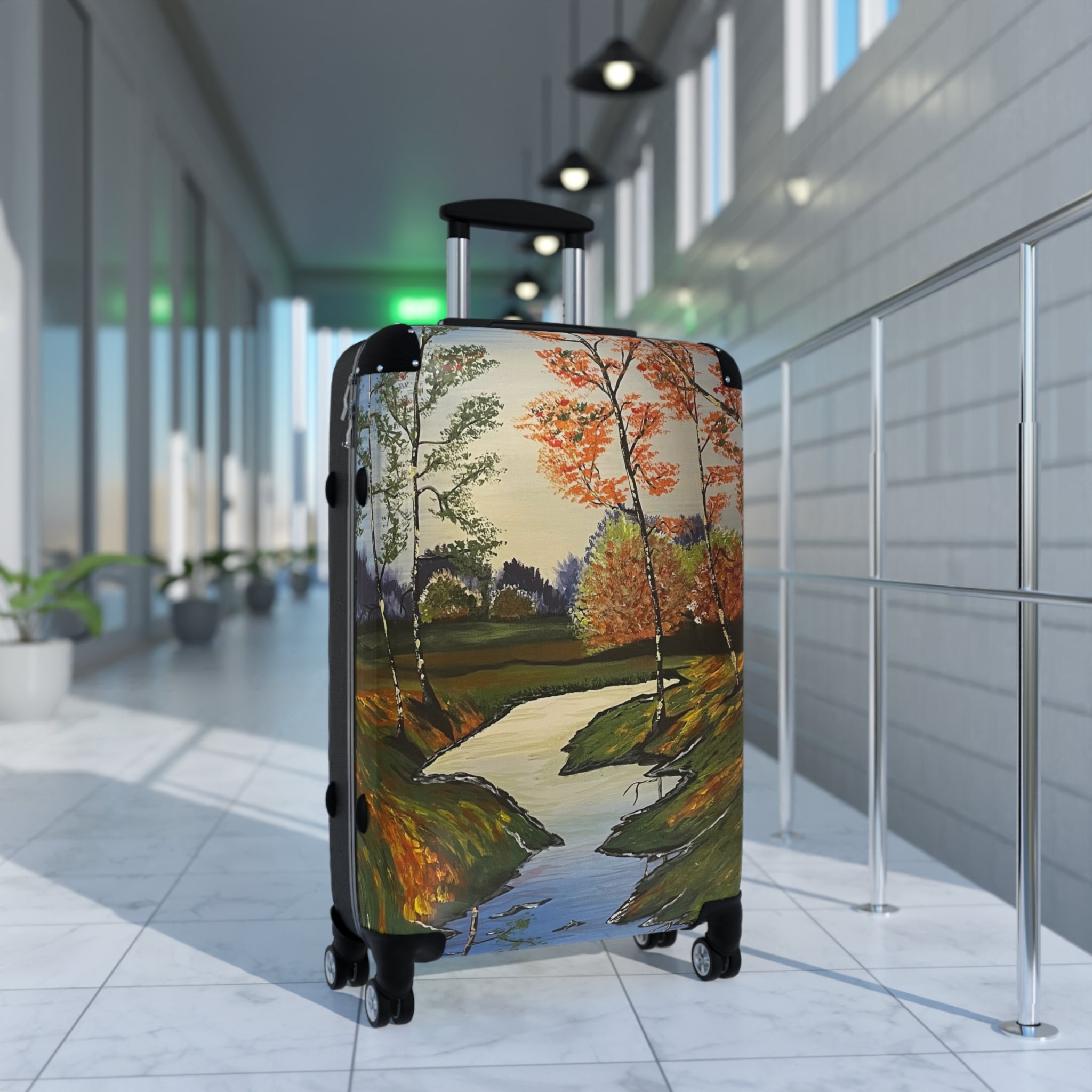 Whispering Birches Handprinted Colorful Suitcase