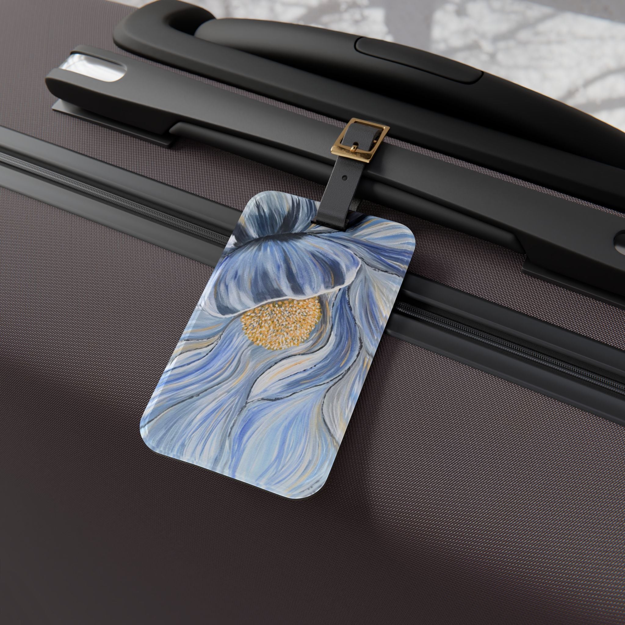 Velvet Current Luggage Tag — Watercolor Poppy Design Travel ID