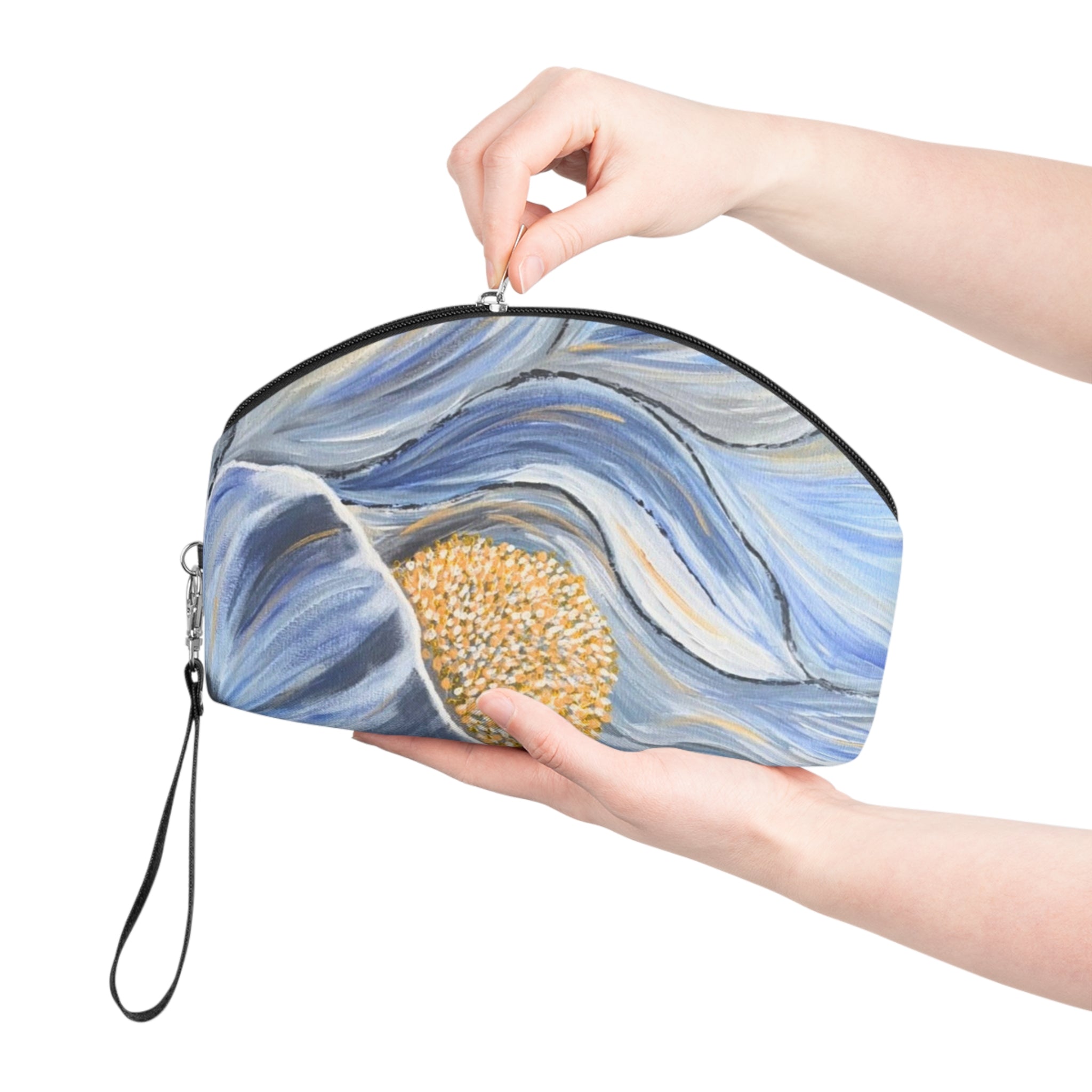 Velvet Current Makeup Bag — Abstract Sunflower Cosmetic Pouch