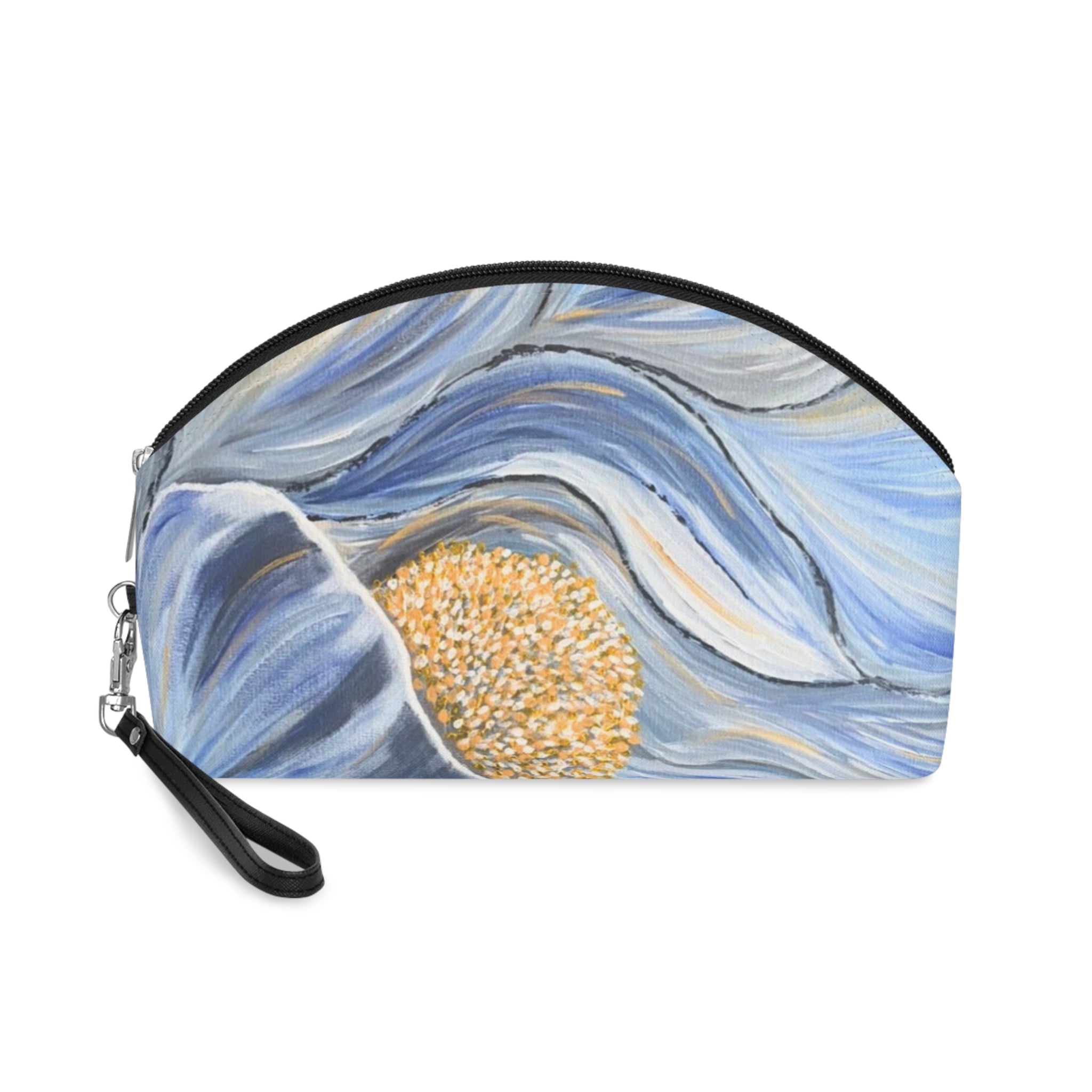 Velvet Current Makeup Bag — Abstract Sunflower Cosmetic Pouch