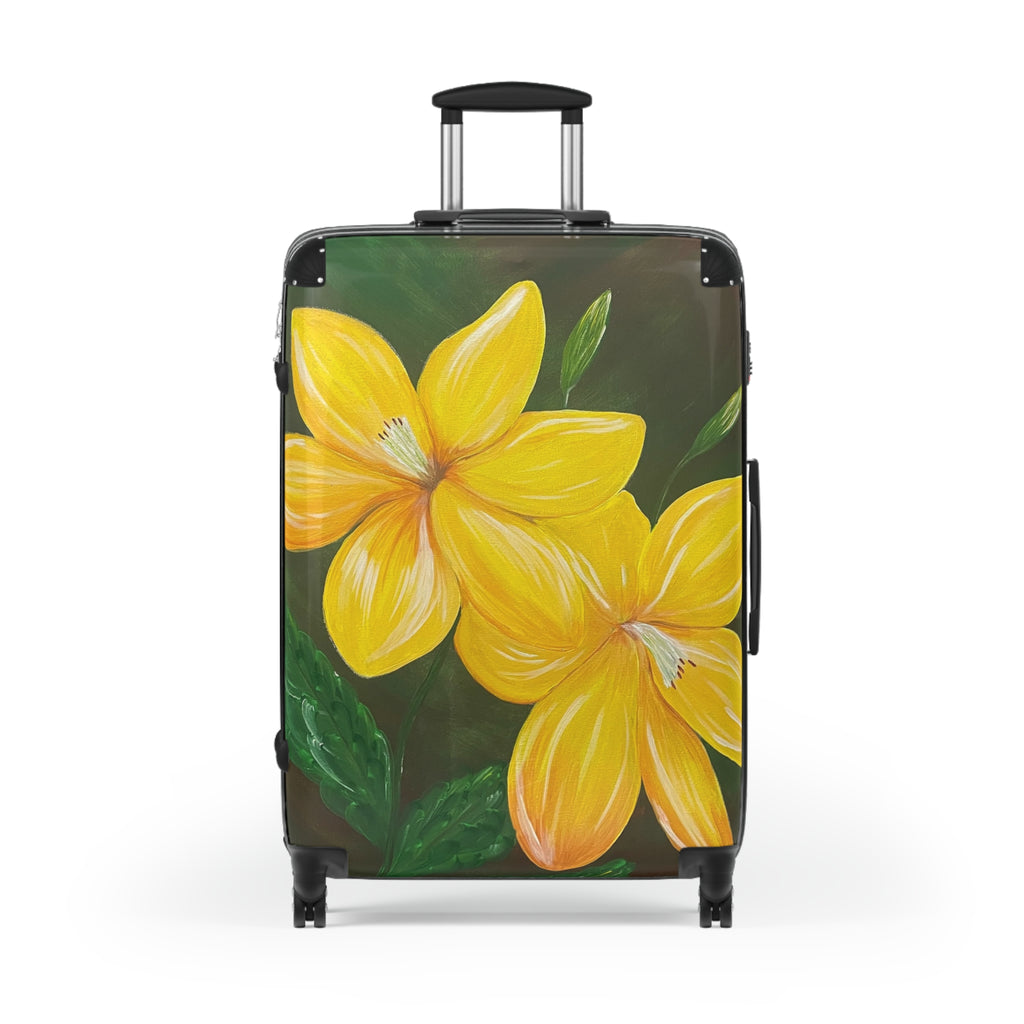 Golden Bloom Handprinted Colorful Suitcase