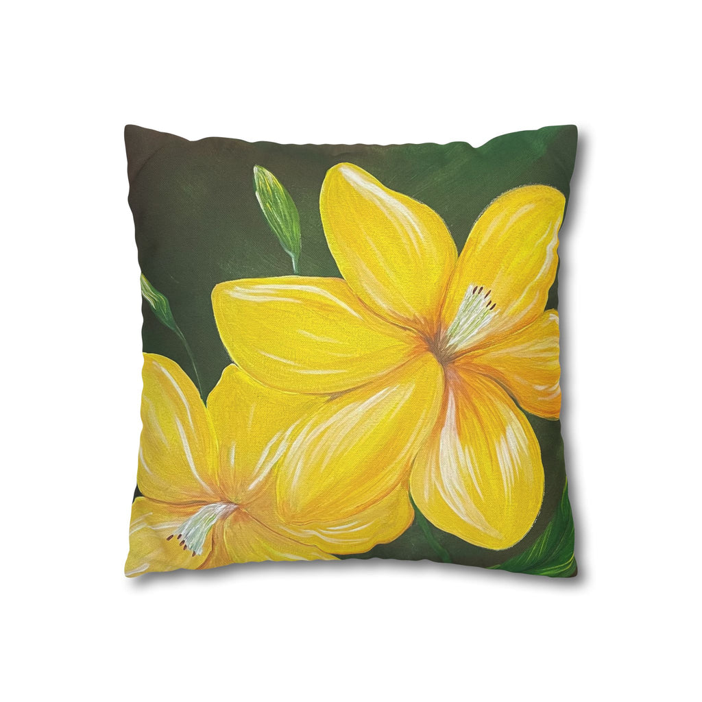 Golden Bloom Square Decorative Pillow Sham