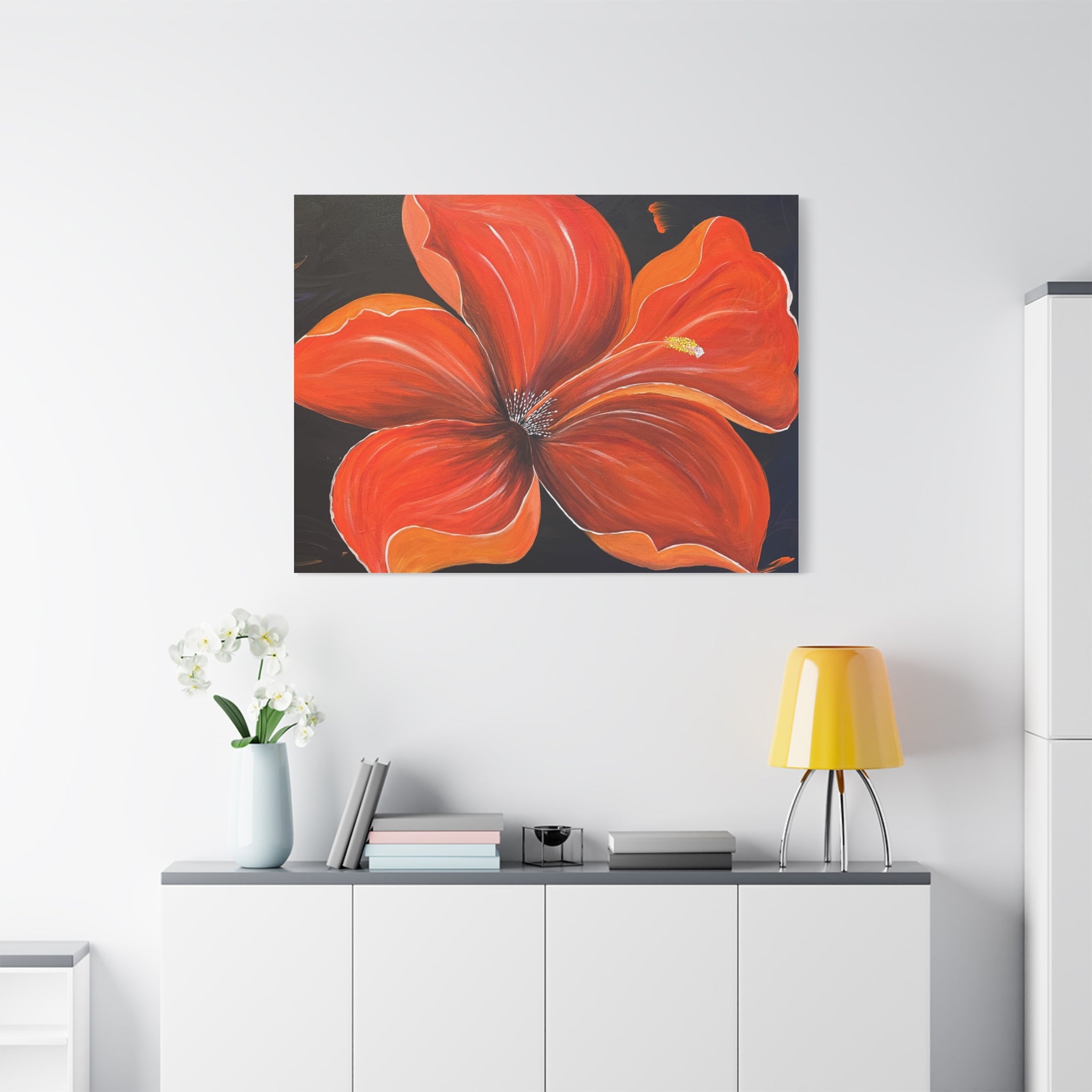 Scarlet Veil Abstract Art Canvas - Contemporary Wall Decor