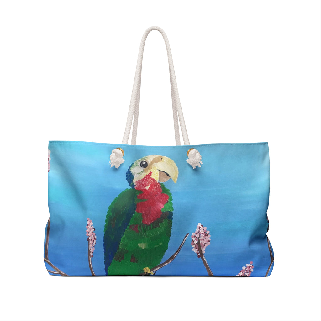 Abaco Parrot Tote Bag with Hand Painted Designs