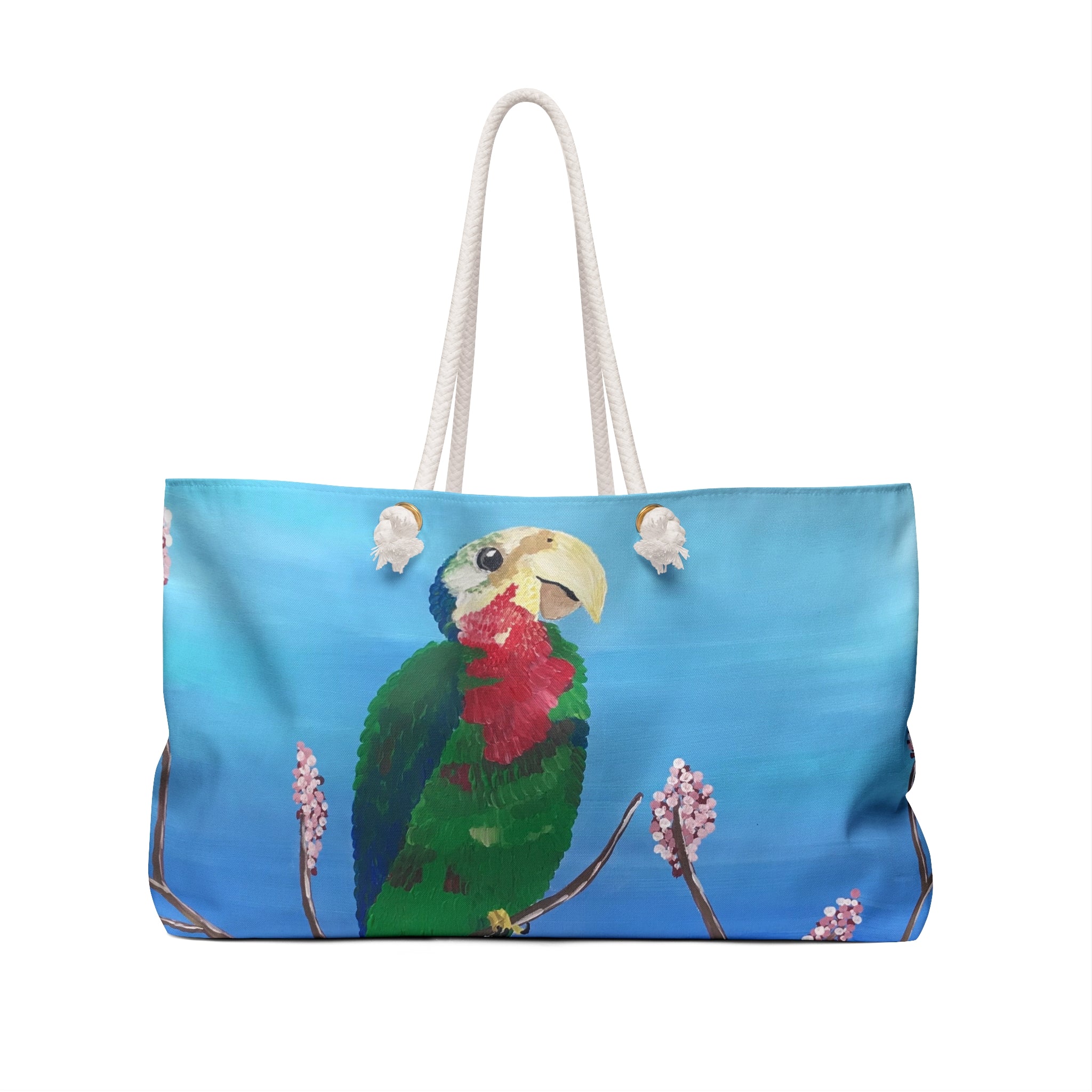 Abaco Parrot Tote Bag with Hand Painted Designs