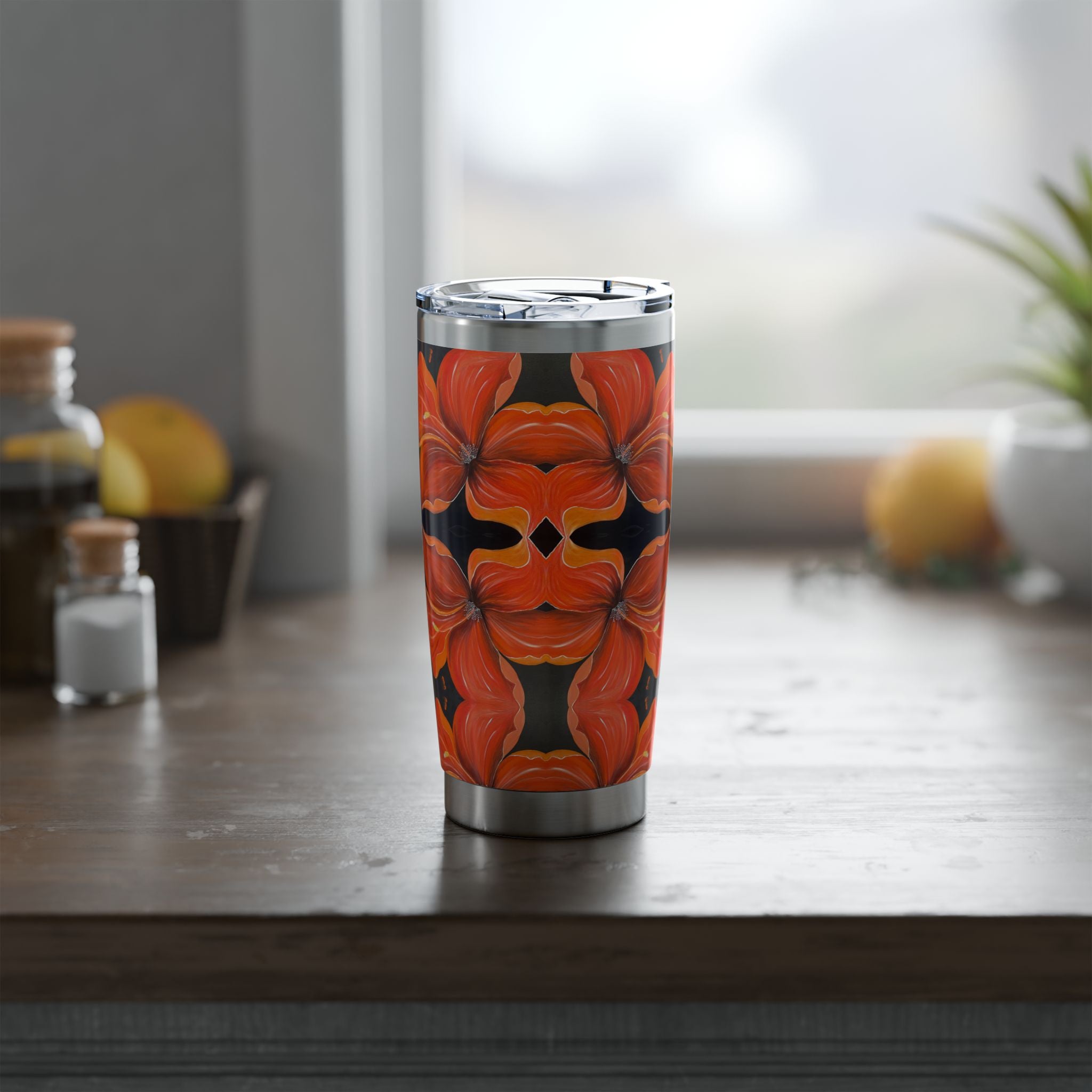 Scarlet Veil Tumbler | Vagabond 20oz Insulated Drinkware, Summer Travel Mug, Gift for Nature Lovers, Eco-Friendly Hydration