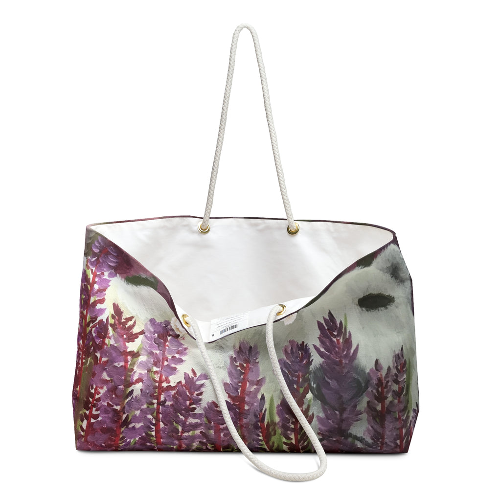 White Bear Tote Bag with Hand Painted Designs