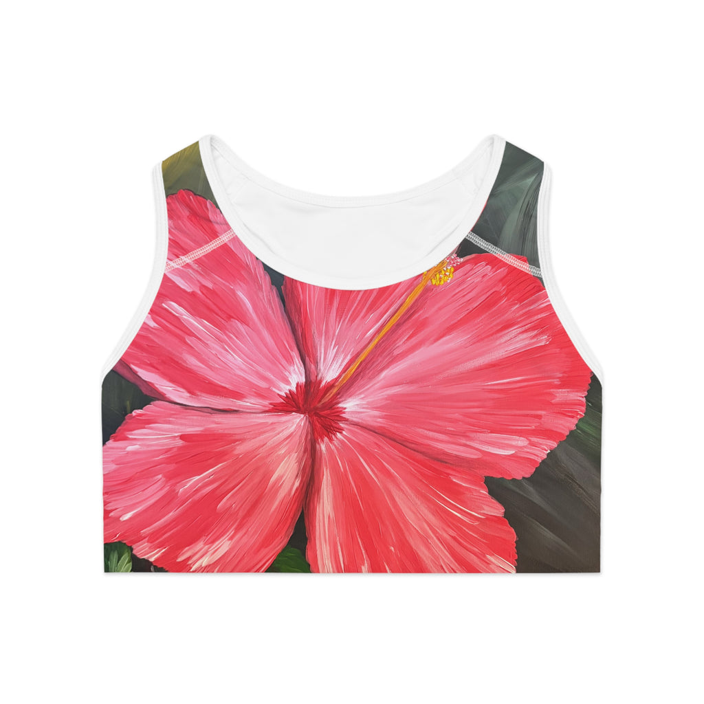 Hibiscus Hues Sports Bra, Activewear for Yoga, Workout Gear, Gift for Fitness Lovers, Exercise Top, Beachwear