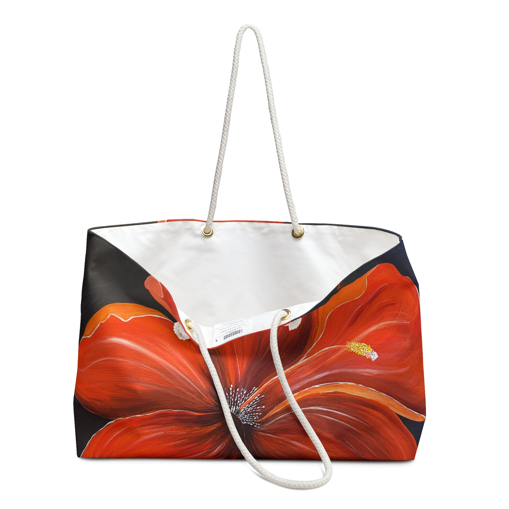 Scarlet Veil Tote Bag with Hand Painted Designs
