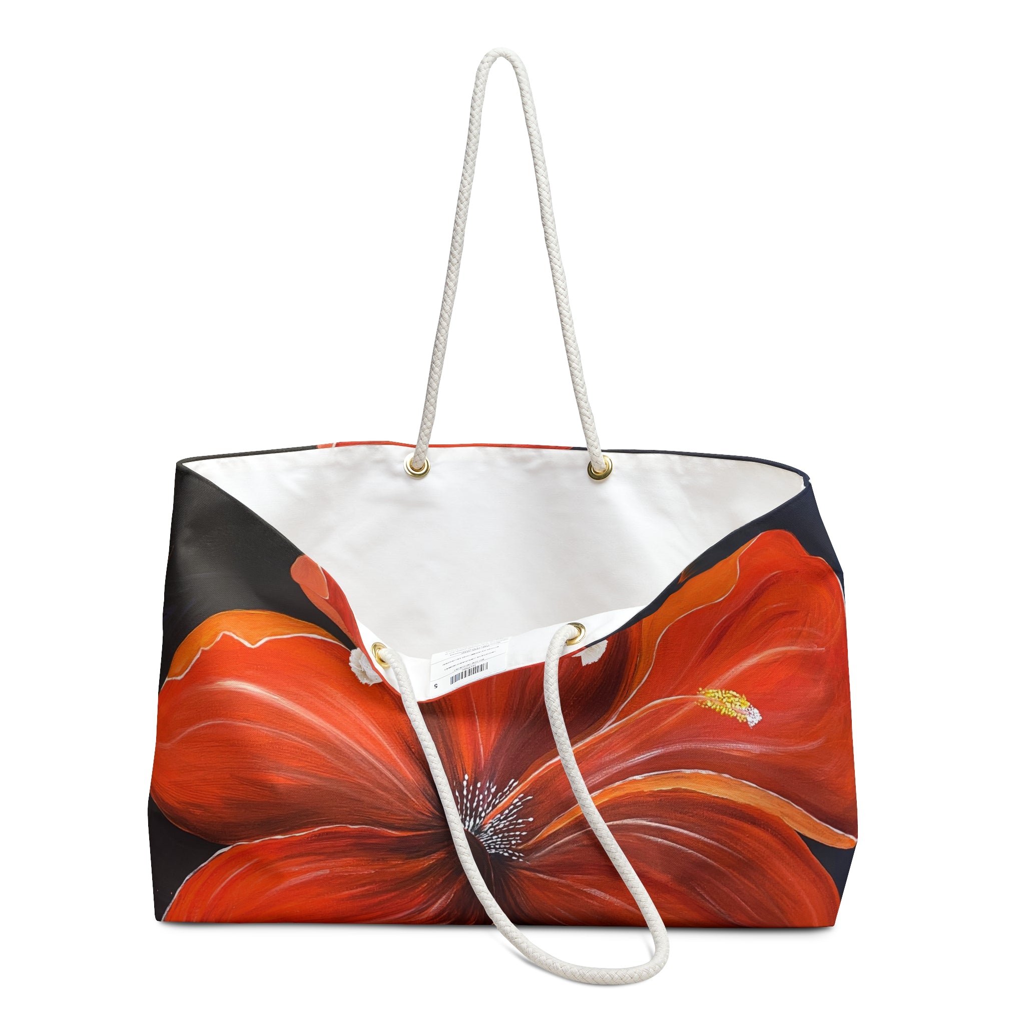Scarlet Veil Tote Bag with Hand Painted Designs