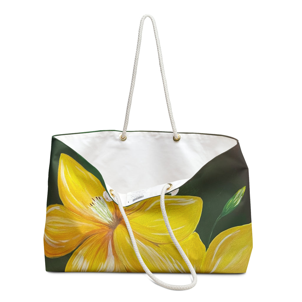 Golden Bloom Tote Bag with Hand Painted Designs