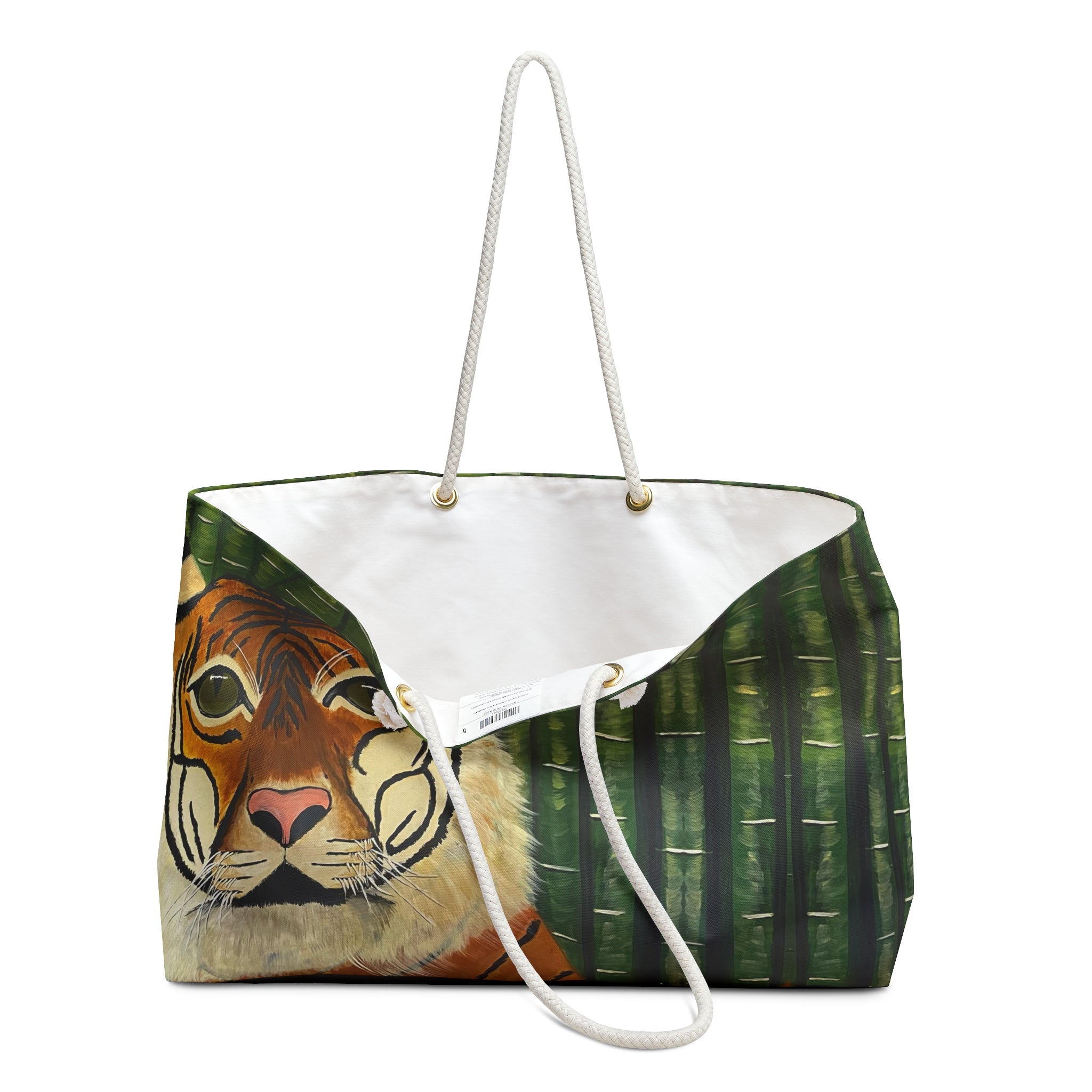 Tiger Not Real Tote Bag with Hand Painted Designs
