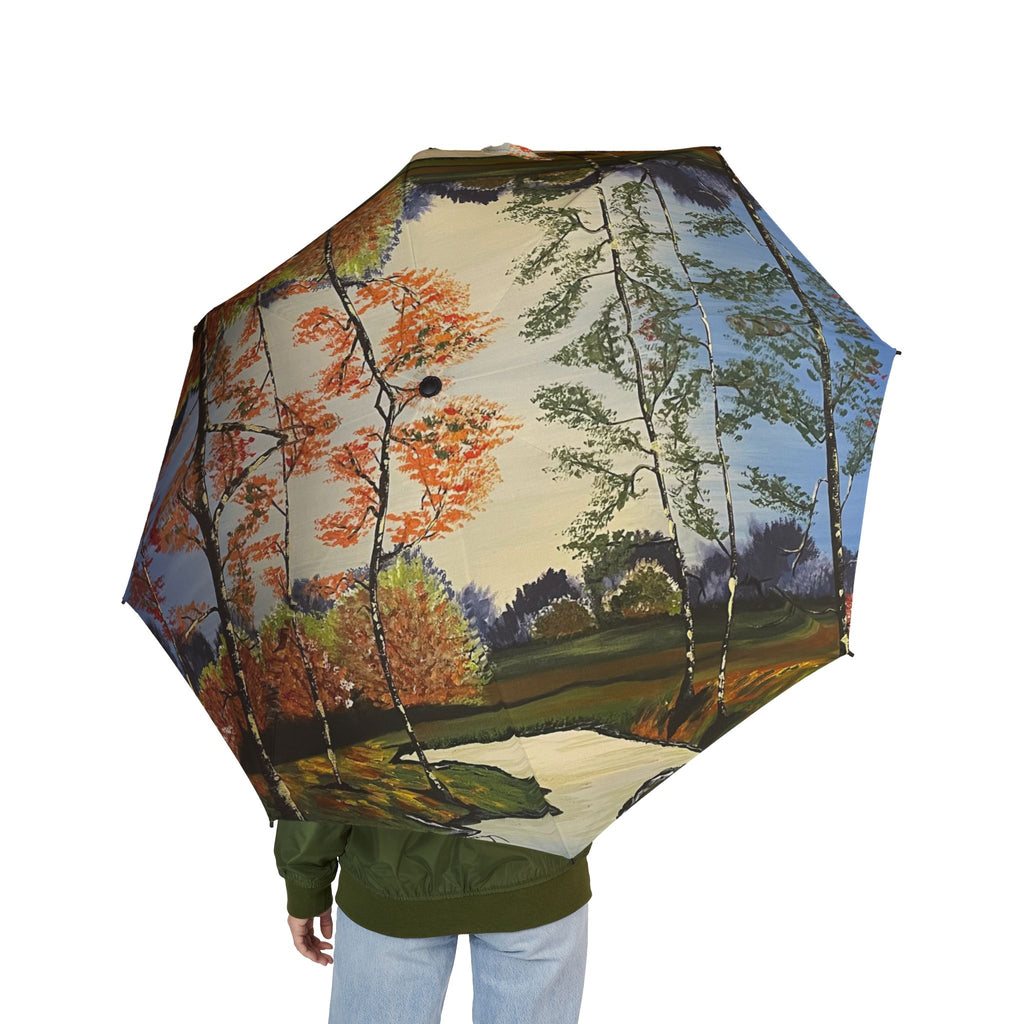 Whispering Birches Custom Hand Painted Design Umbrella